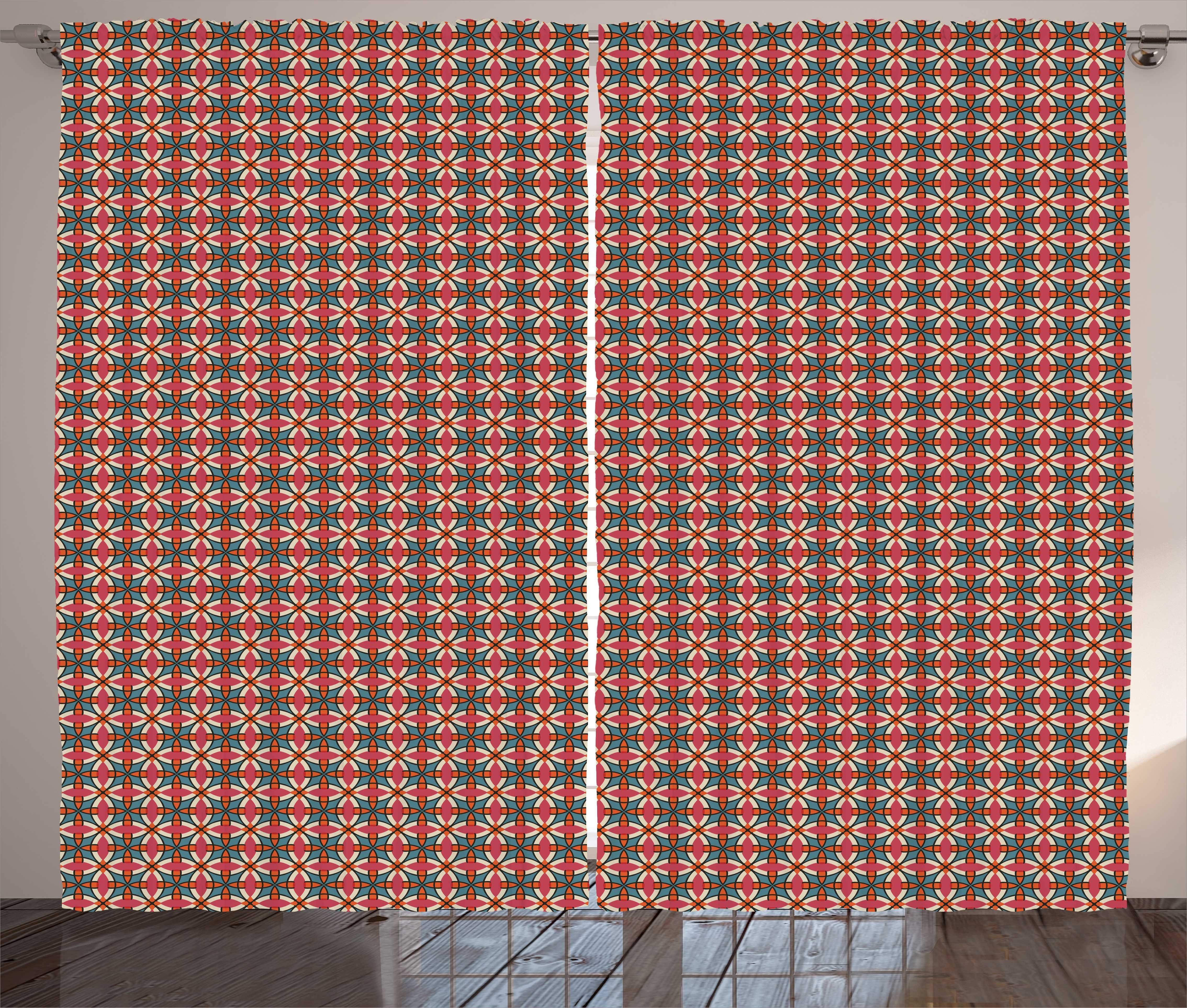 Elemente Abstrakte Abakuhaus, und Gardine Mosaik-Fliesen Kräuselband mit Haken, Schlafzimmer Retro Vorhang Schlaufen