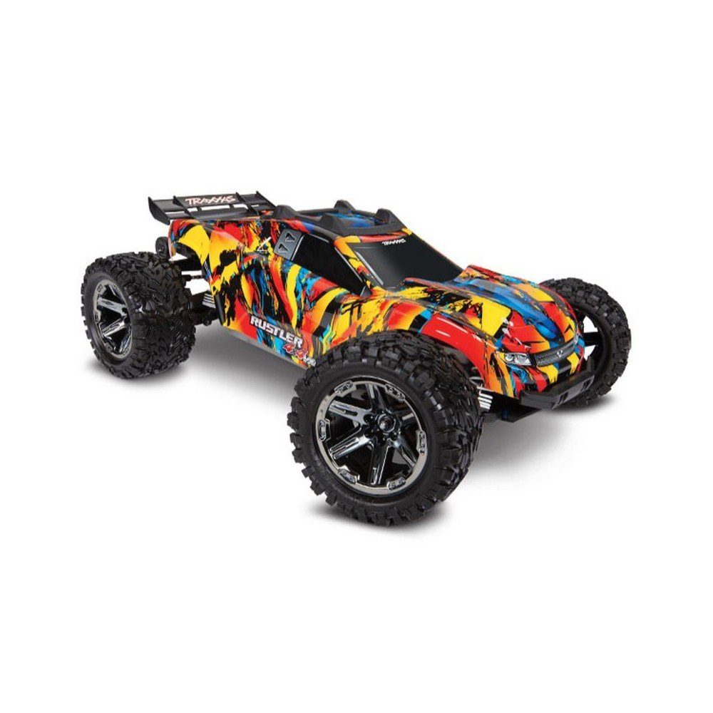 Traxxas Modellbausatz Traxxas Rustler 4x4 VXL Solar Flare RTR ohne Akku/Lader 67076