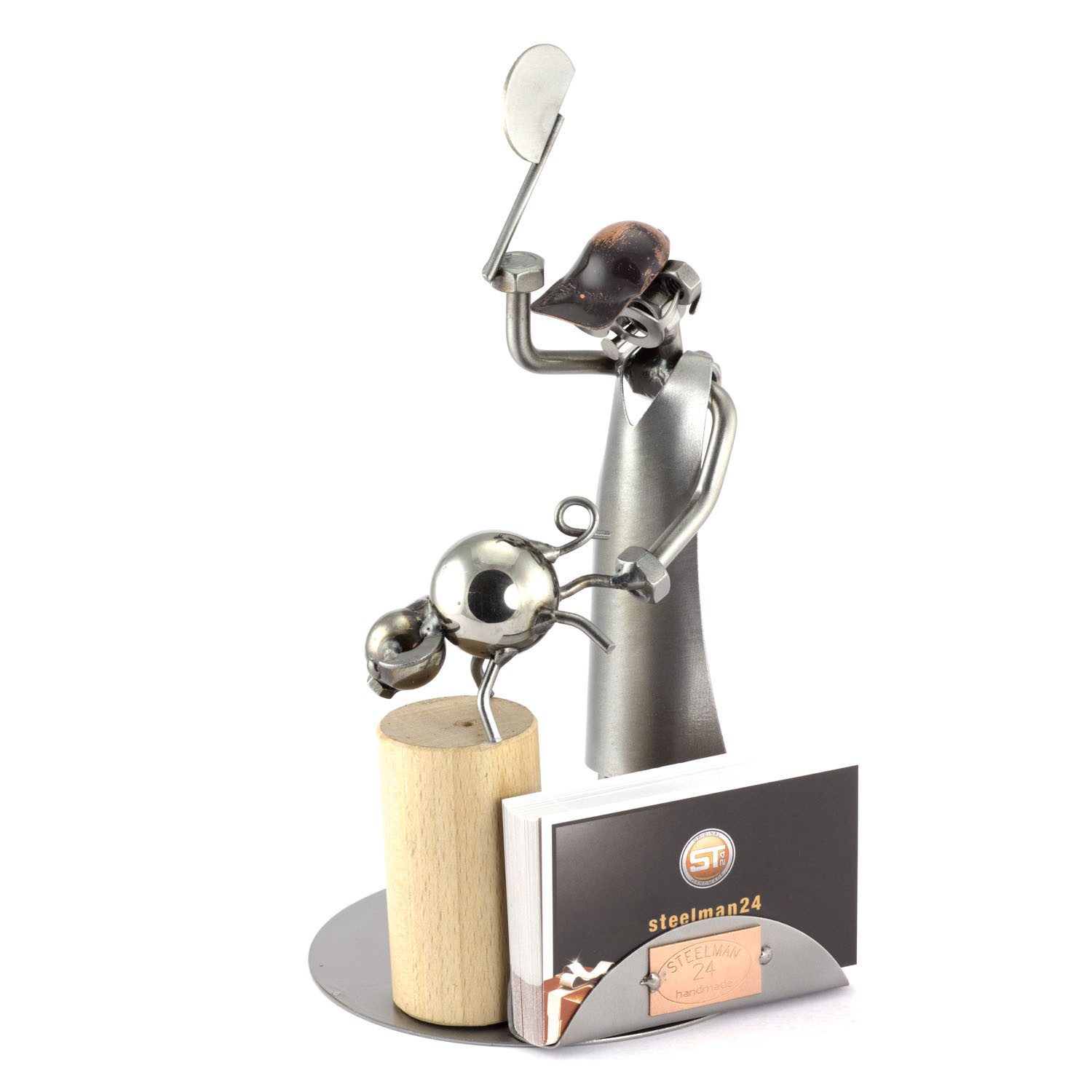 Steelman24 Dekofigur Schlachter mit Beil mit Visitenkartenhalter