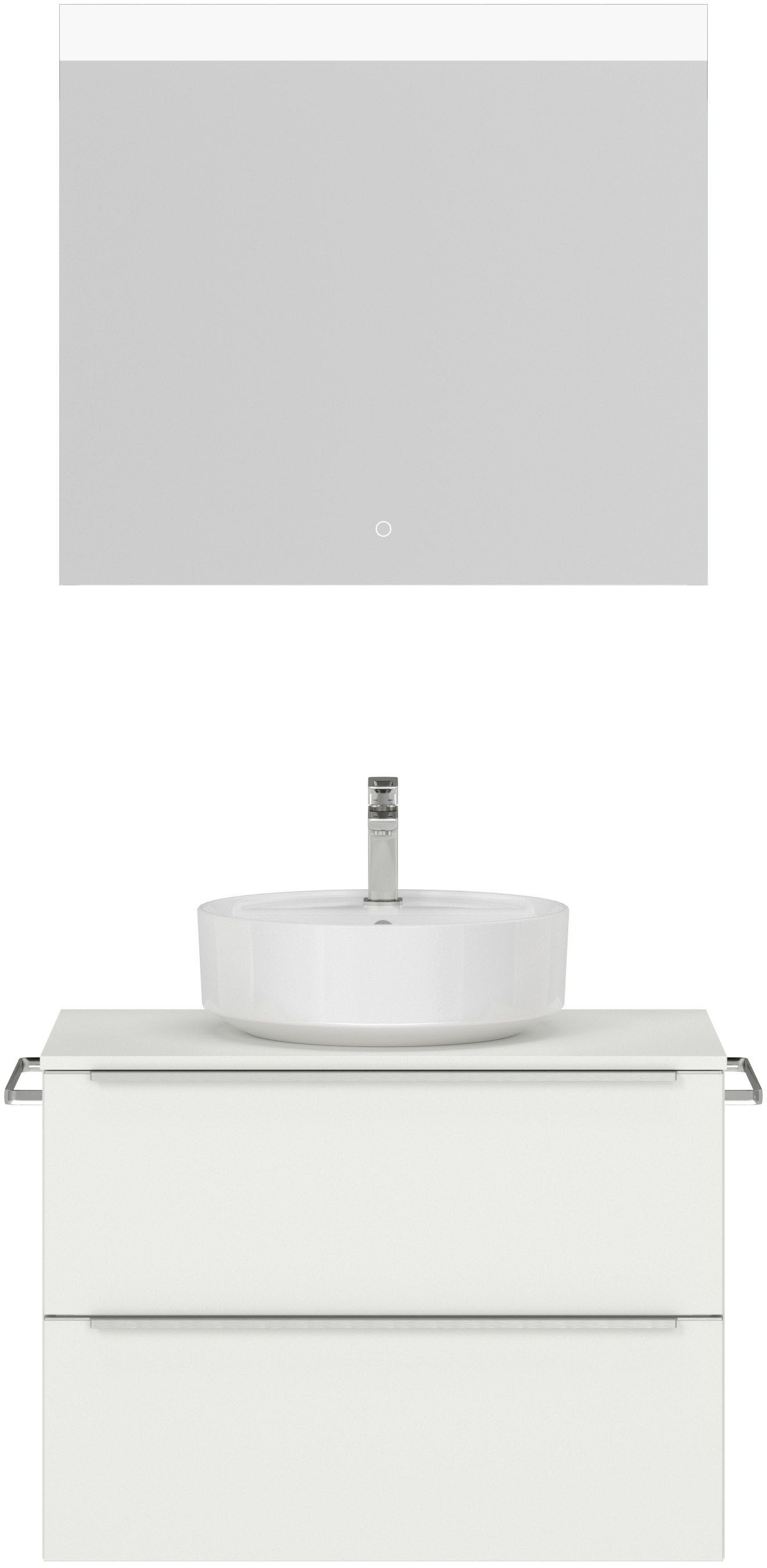 nobilia® Badmöbel-Set Alvene, (2-St., vormontiert, mit Soft-Close), inkl. Spiegel mit Touch-Sensor, in vier Breiten