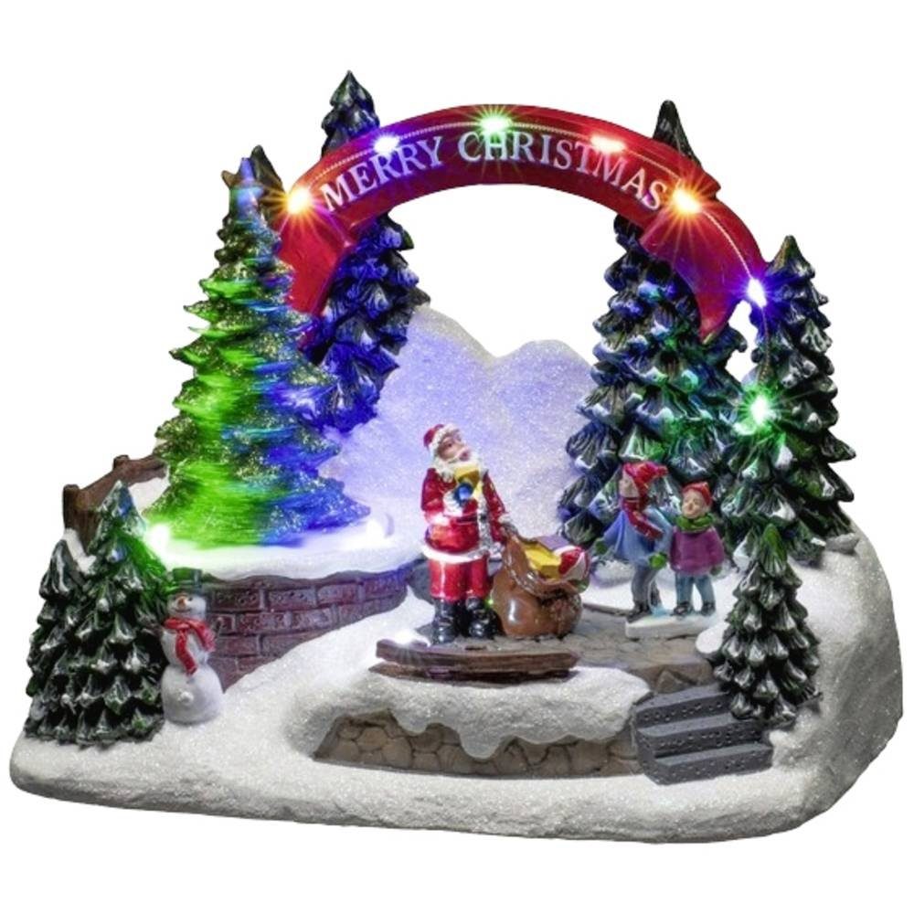 KONSTSMIDE Weihnachtsszene LED-Fensterbild Weihnachtsmann mit Kind Mehrfarbig LED Bunt mit