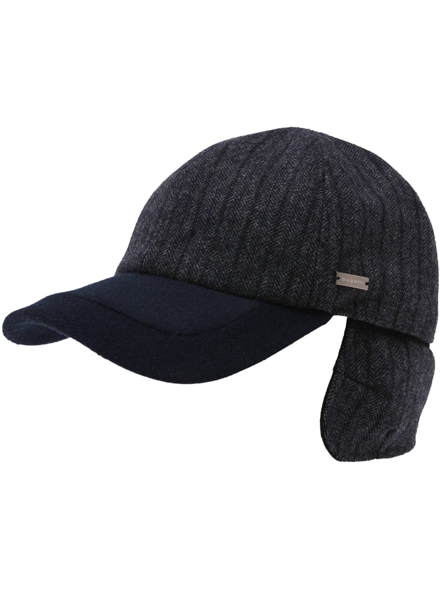 bugatti Baseball Cap Winddichte bugatti Basecap mit Fischgrät-Design und Ohrenklappen