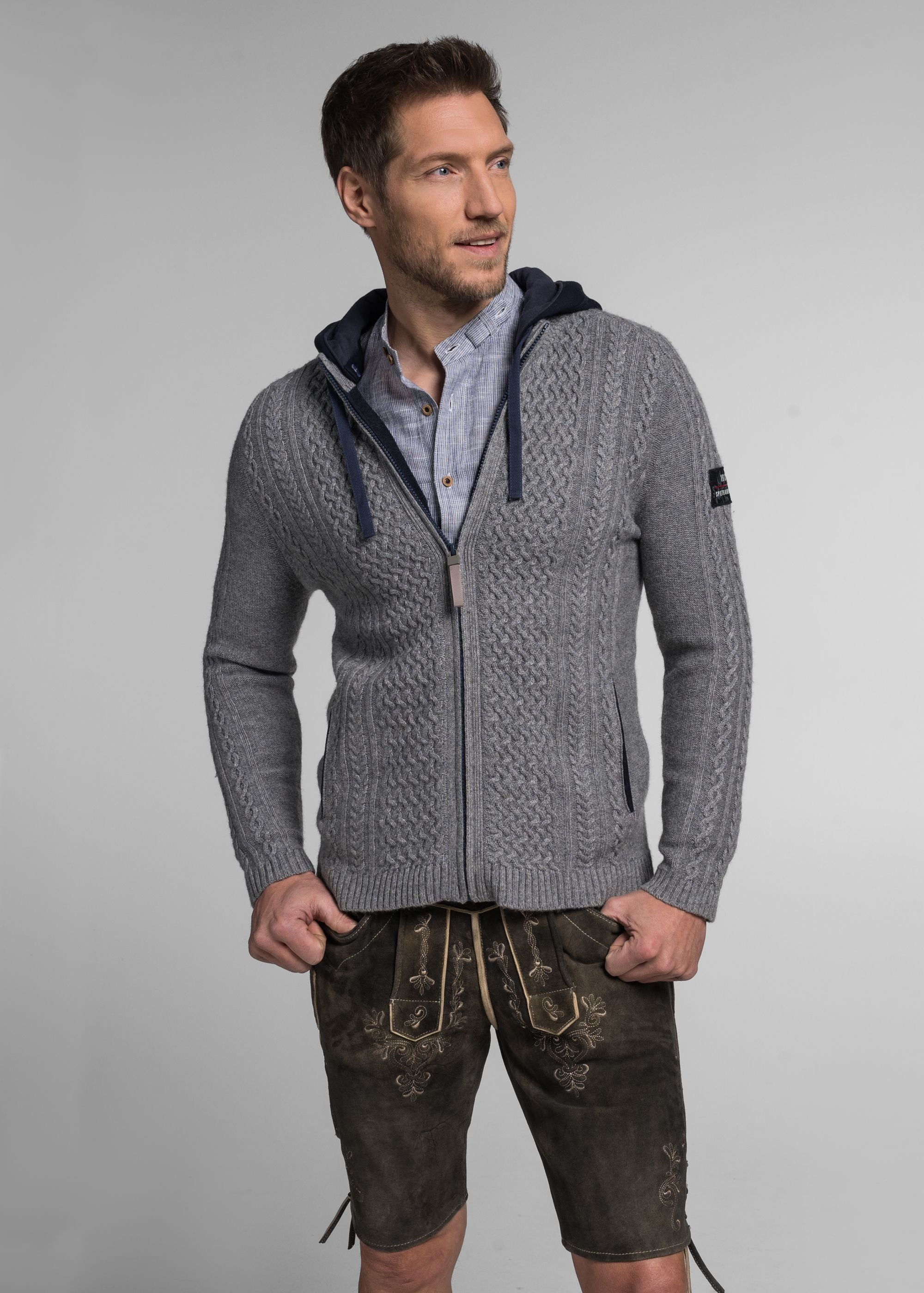 Spieth & Wensky Strickjacke Athan mit Kontrastbesätzen