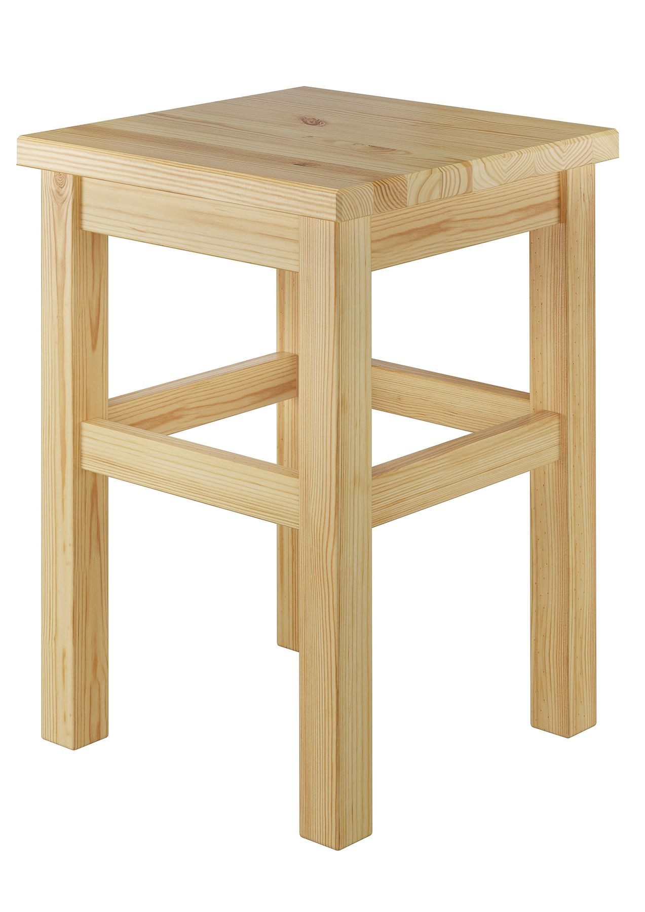 ERST-HOLZ Arbeitshocker Holzhocker Sitzhocker ohne Lehne in Kiefer Natur oder Weiß – Bild 2 von 5