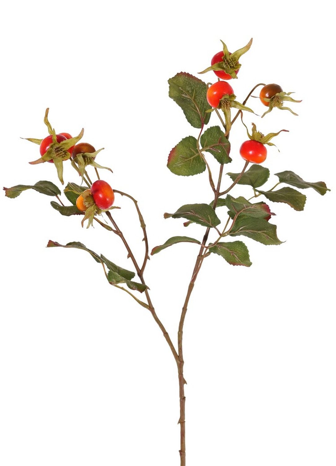 Kunstzweig Wildrose FILONAS mit Früchten, orange-rot, 60cm Hagebutte (Kartoffelrose), artplants