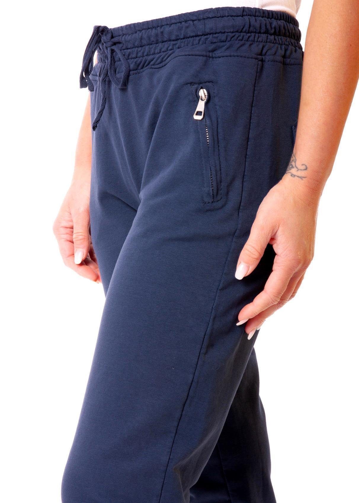 Fashion Zip-Taschen Sweathose dunkelblau 8141 Young Easy Baumwoll mit Sweathose