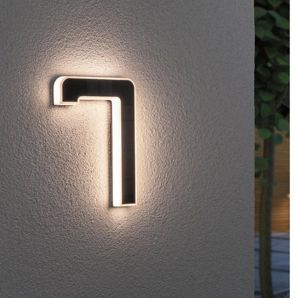 Paulmann LED Solarleuchte LED Solar Hausnummer 7 in Schwarz 0,2W 6lm IP44, keine Angabe, Leuchtmittel enthalten: Ja, fest verbaut, LED, warmweiss, Solarleuchten