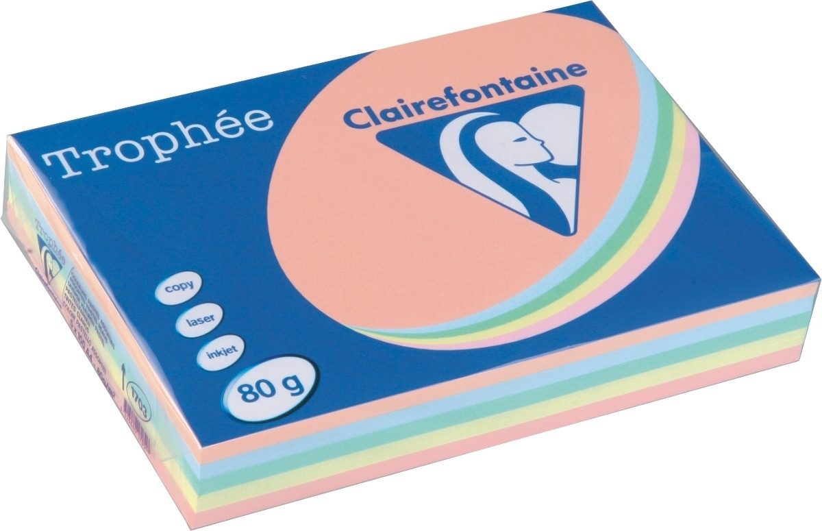 CLAIREFONTAINE Kopierpapier Kopierpapier Rodeco A4 farbig sortiert Pastellfarben VE=5x100 Blatt