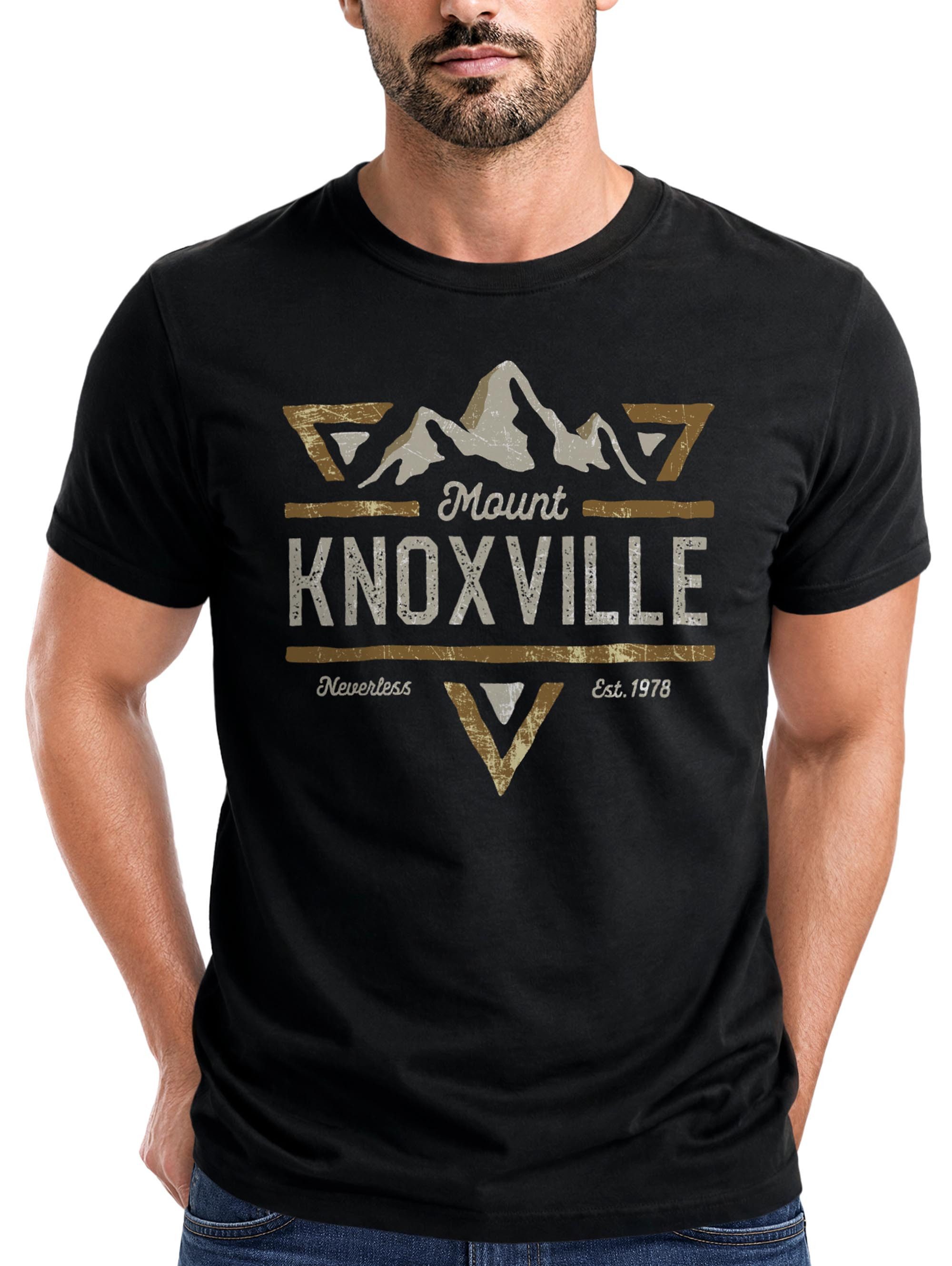 Neverless Neverless® Herren T-Shirt Mountain Berge Adventure Emblem Retro mit Print