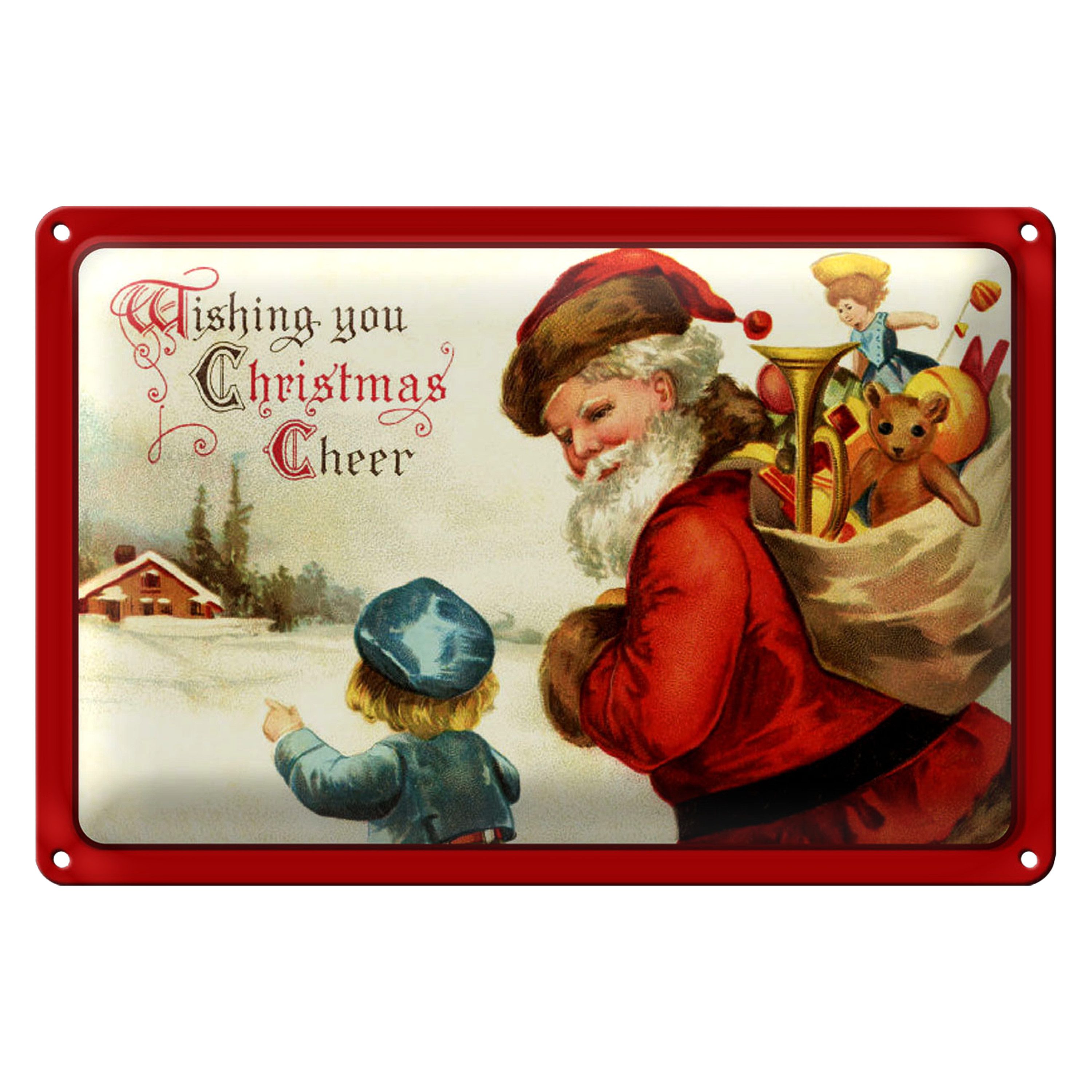 Roomando Metallschild Blechschild Weihnachtsmann Santa Claus Christmas 30x20cm