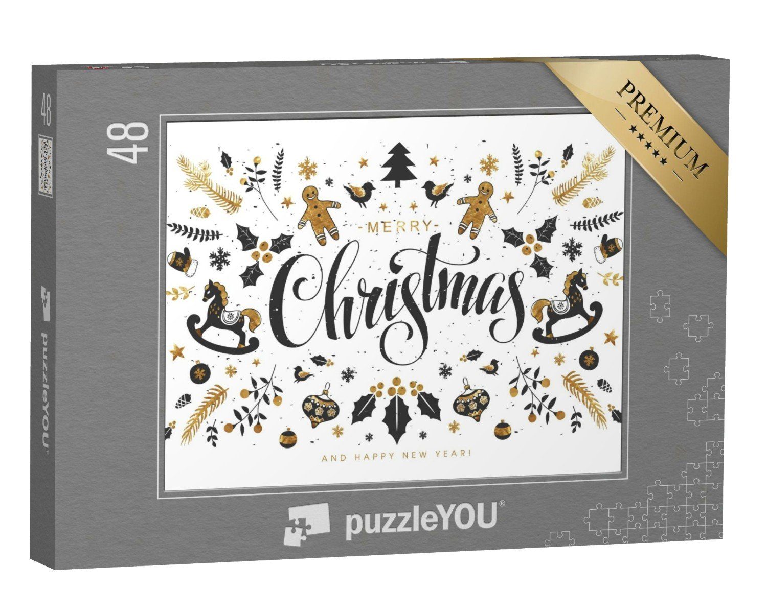 puzzleYOU Puzzle Merry Christmas, 48 Puzzleteile, puzzleYOU-Kollektionen Weihnachten