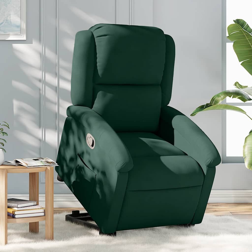 furnicato Massagesessel Relaxsessel mit Aufstehhilfe 71x86,5x99,5 cm Dunkelgrün (1-St), Elektrischer Ruhesessel mit Aufstehhilfe und praktischer Seitentasche