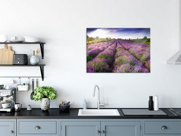 Pixxprint Glasbild Lavendelfeld Provence, Lavendelfeld Provence (1 St), Glasbild aus Echtglas, inkl. Aufhängungen und Abstandshalter