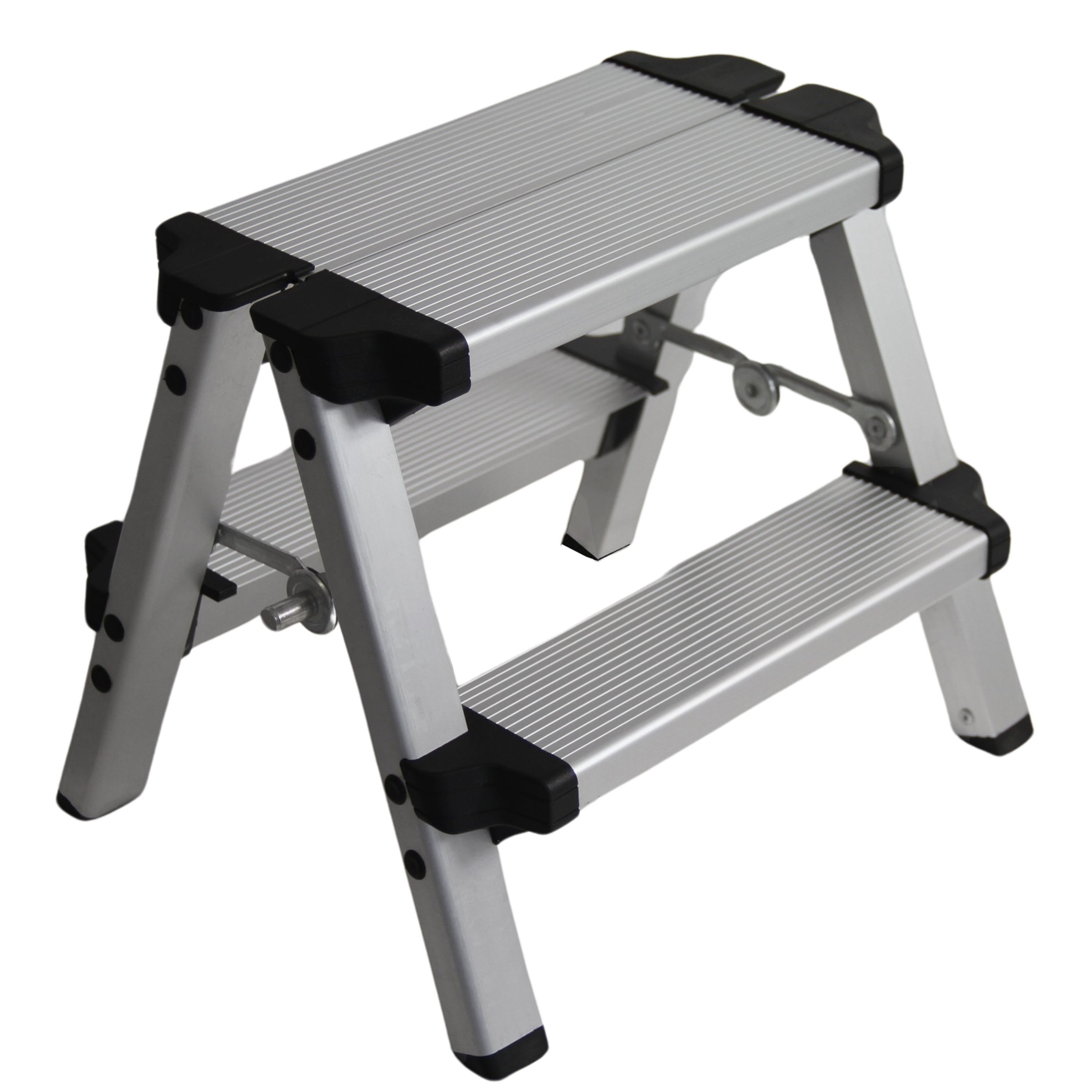 HELO24 Doppelleiter Alu Leiter Klapptritt Trittbank 150 kg Klappbar D1- 2x2 günstig online kaufen
