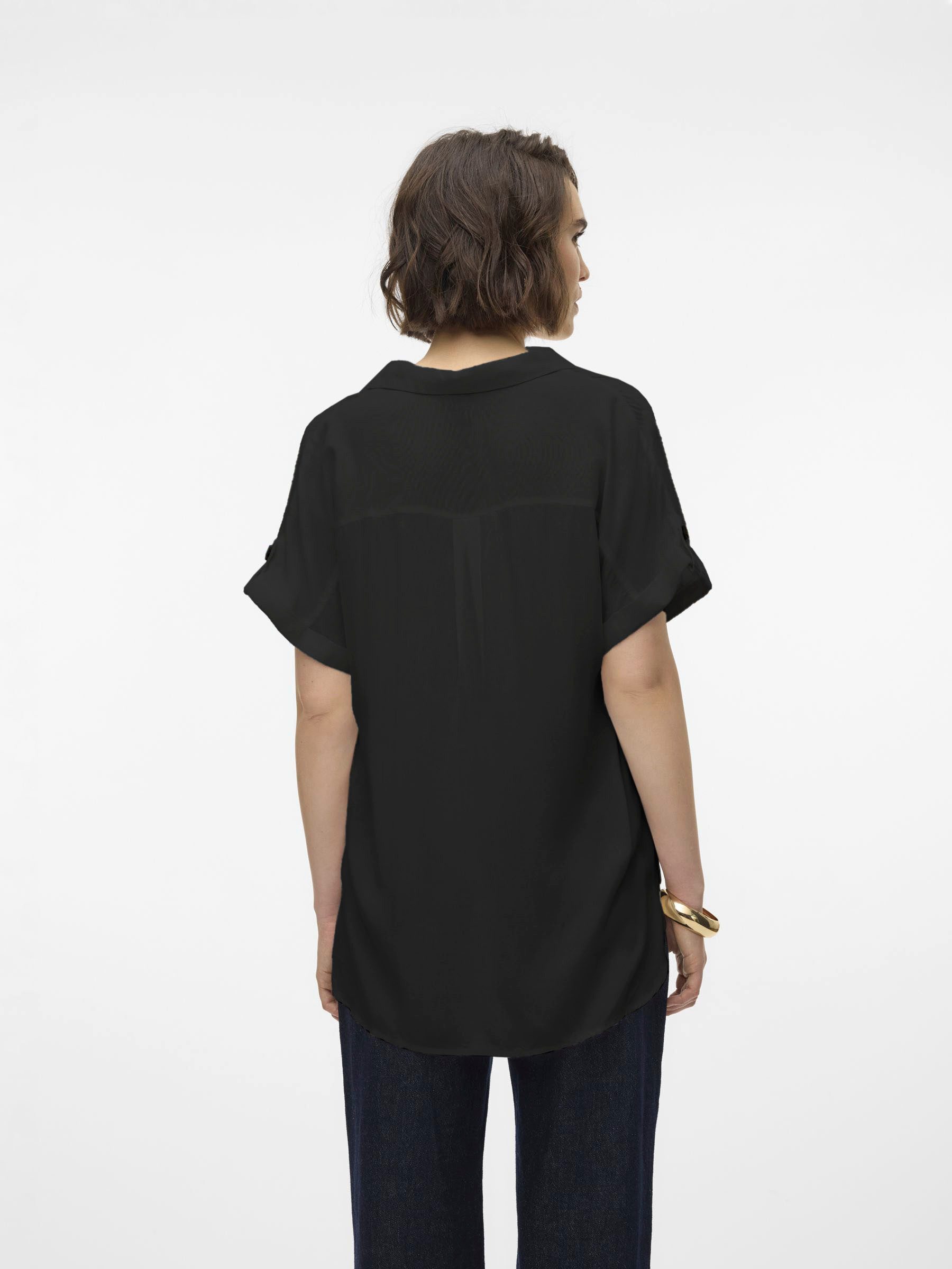 Vero Moda Kurzarmbluse VMBUMPY S/S SHIRT WVN GA NOOS Viskose, regular fit