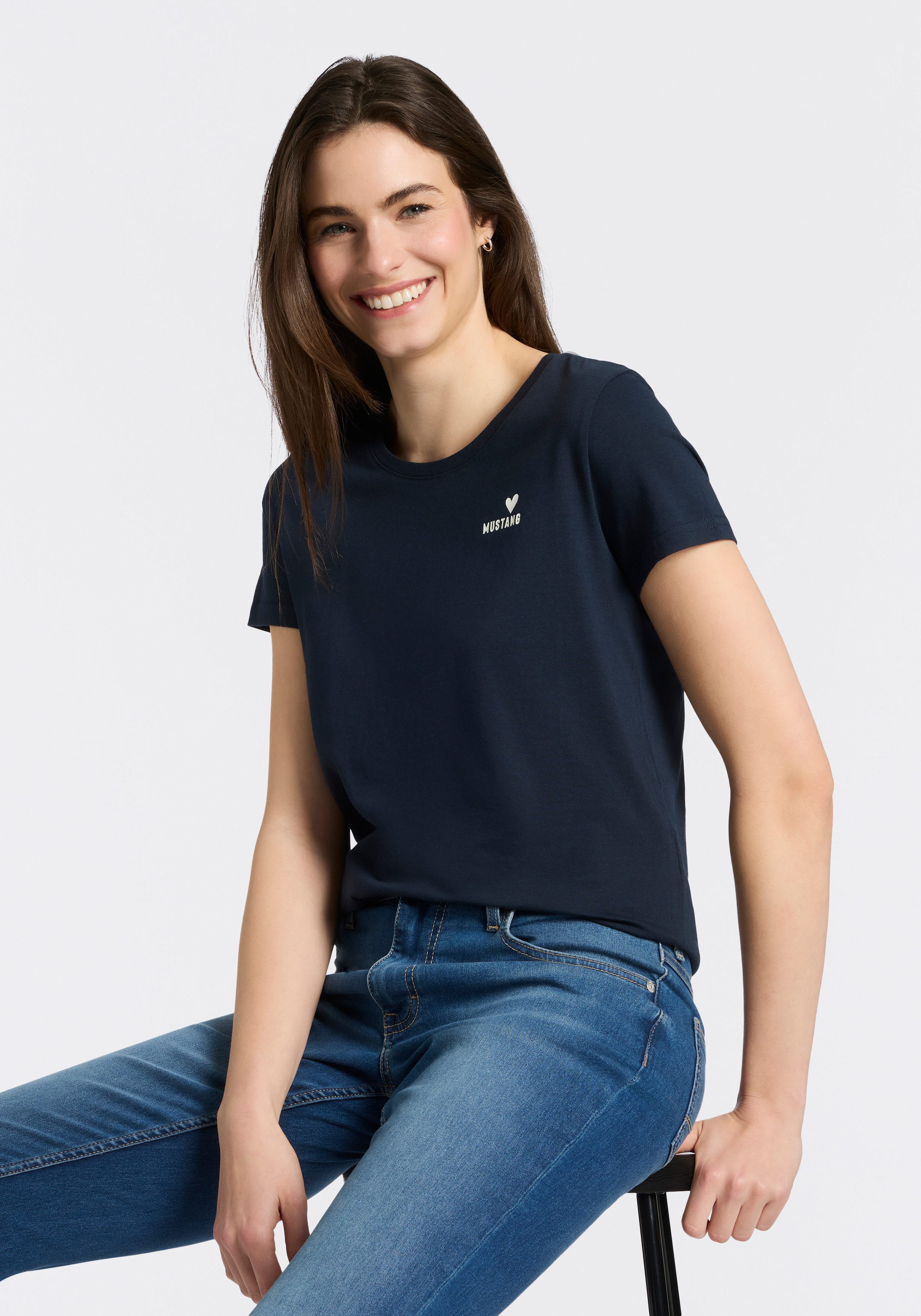 MUSTANG T-Shirt Trageangenehme Baumwollqualität