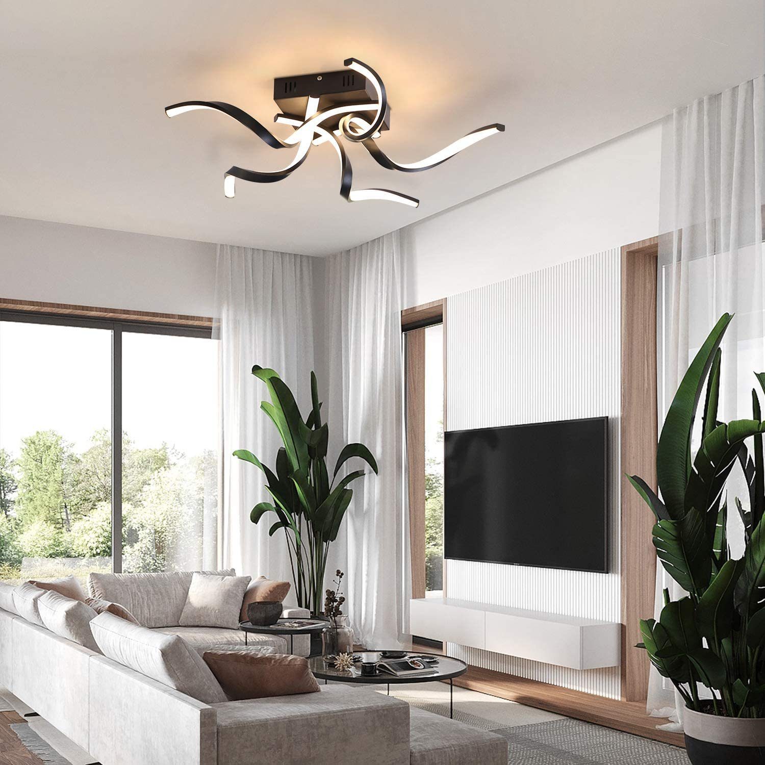 LED Design Deckenlampe Schwenkbar weiß Deckenleuchte 48W Dimmbar Flur Wohnzimmer 