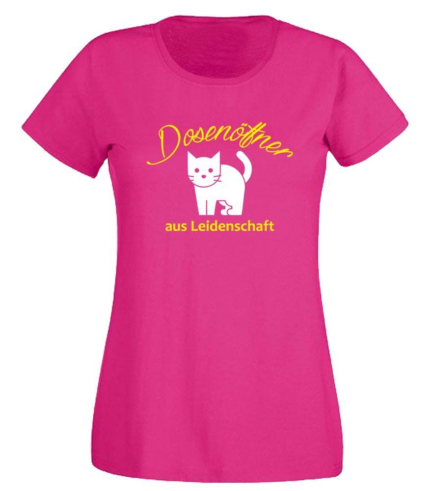 T-Shirt Damen T-Shirt - Dosenöffner aus Leidenschaft – Katze