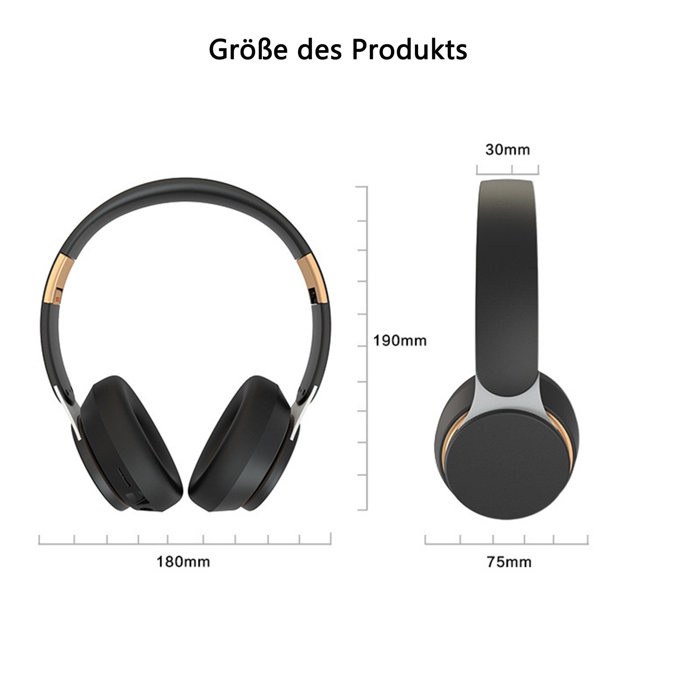 Blau Over-Ear-Kopfhörer Stereo-Ton) Diida (Einziehbar faltbar, Kopfhörer,Sport-Kopfhörer,Bluetooth,Kabelgebundene Kabellose und