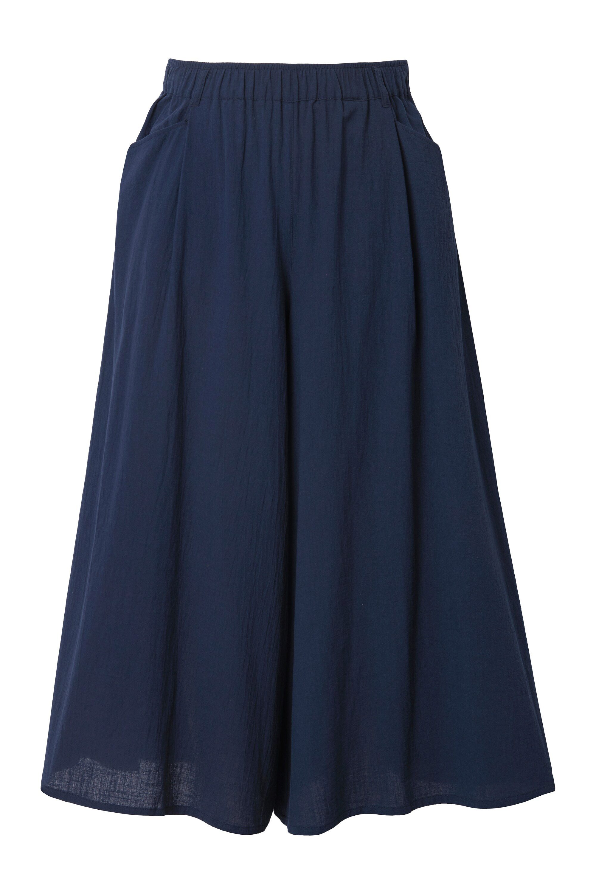 Ulla Popken Culotte 7/8-Hose weites Bein Elastikbund Biobaumwolle günstig online kaufen
