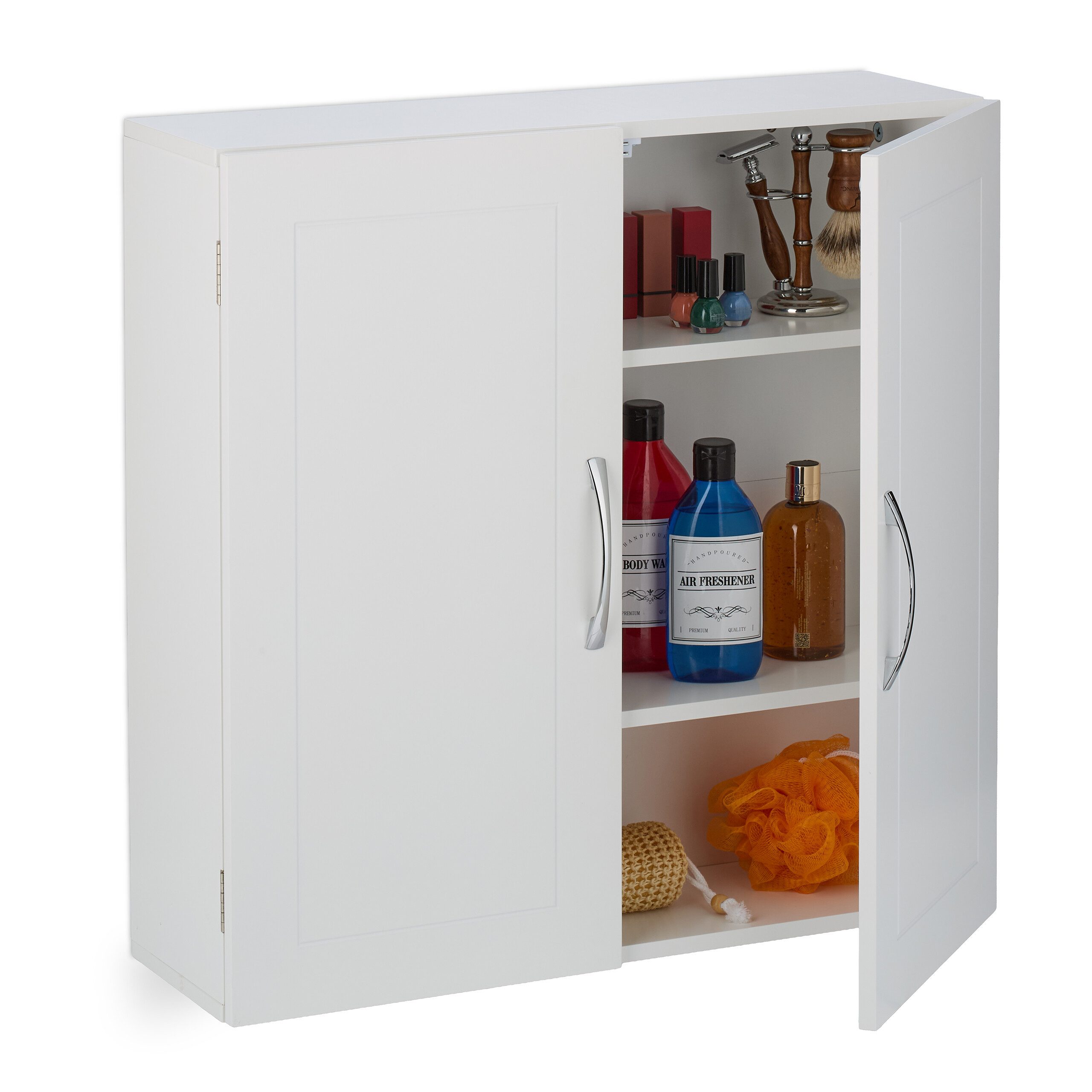 relaxdays Hängeschrank Hängender Badschrank mit 2 Türen (1-St)