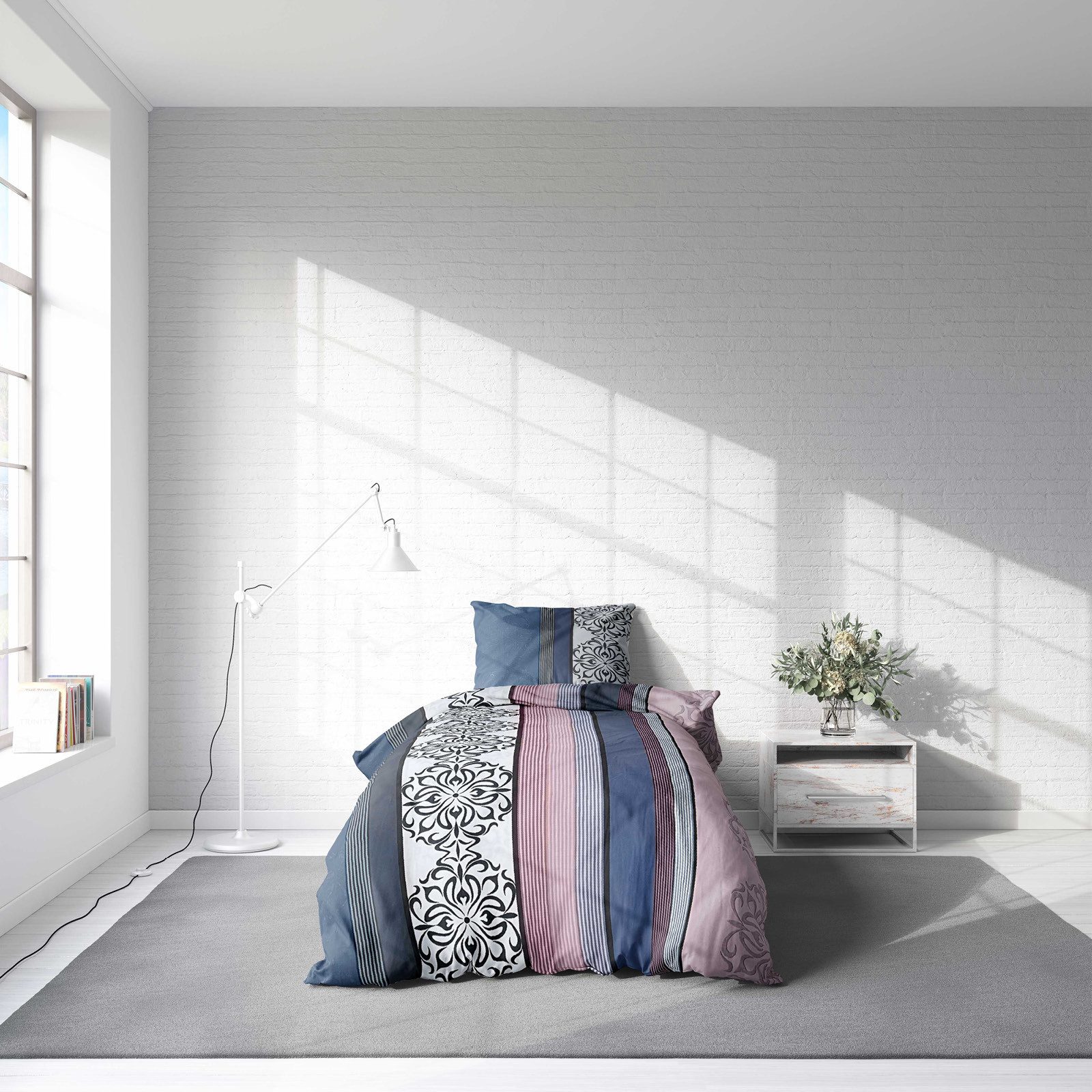 Optidream Bettwäsche Set Mikrofaser 135x200 Polyester Kayla schwarz blau, M günstig online kaufen