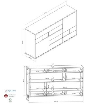 möbelando Sideboard Jonas, 161,7 x 86,3 x 40,2 cm (B/H/T)