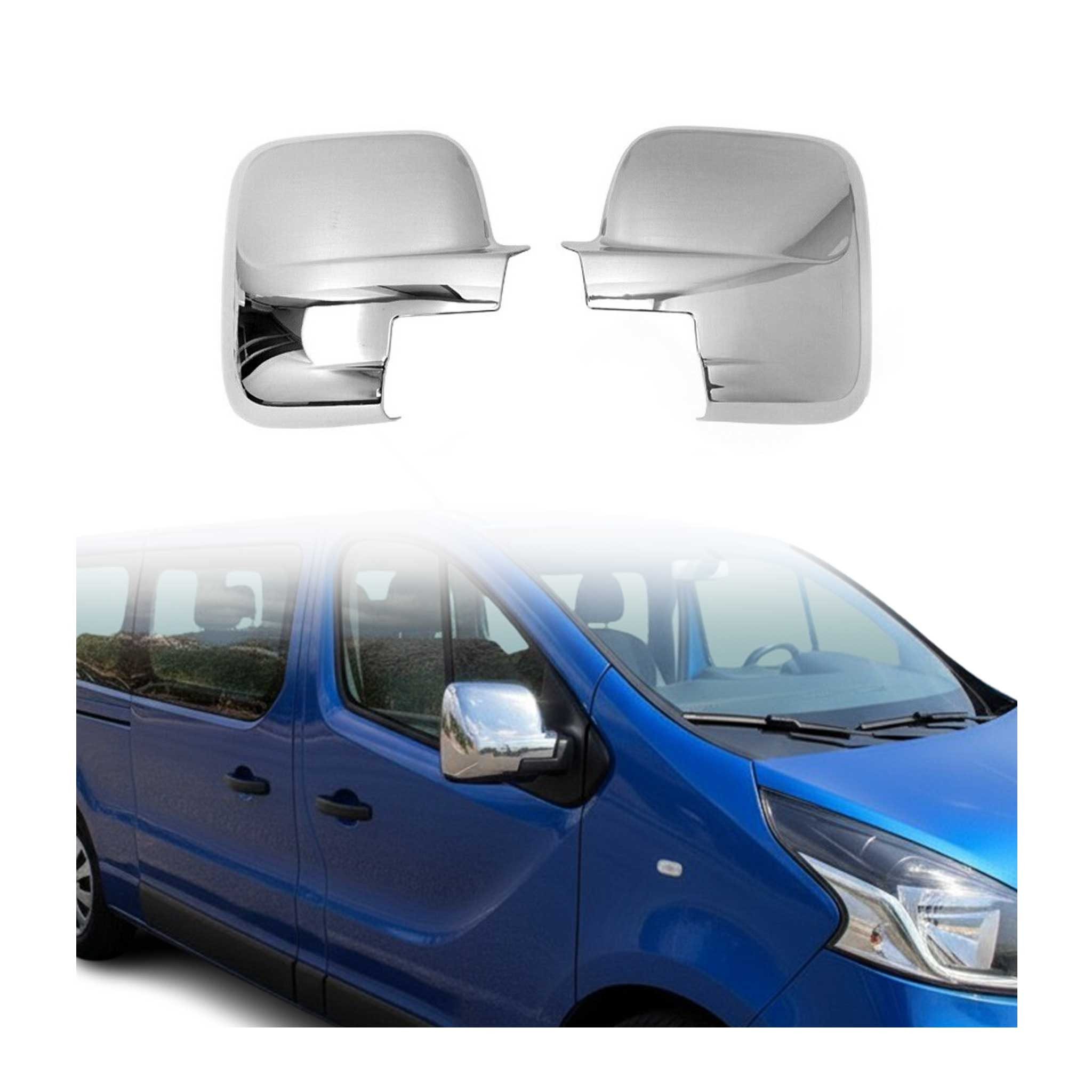 OMAC Zierleisten-Aufkleber Spiegelkappen Schutz für Opel Vivaro III 2014-2019 Abs Chrom 2 tlg, Langlebig,Einfache Reinigung,Einfache Installation,Rostbeständig