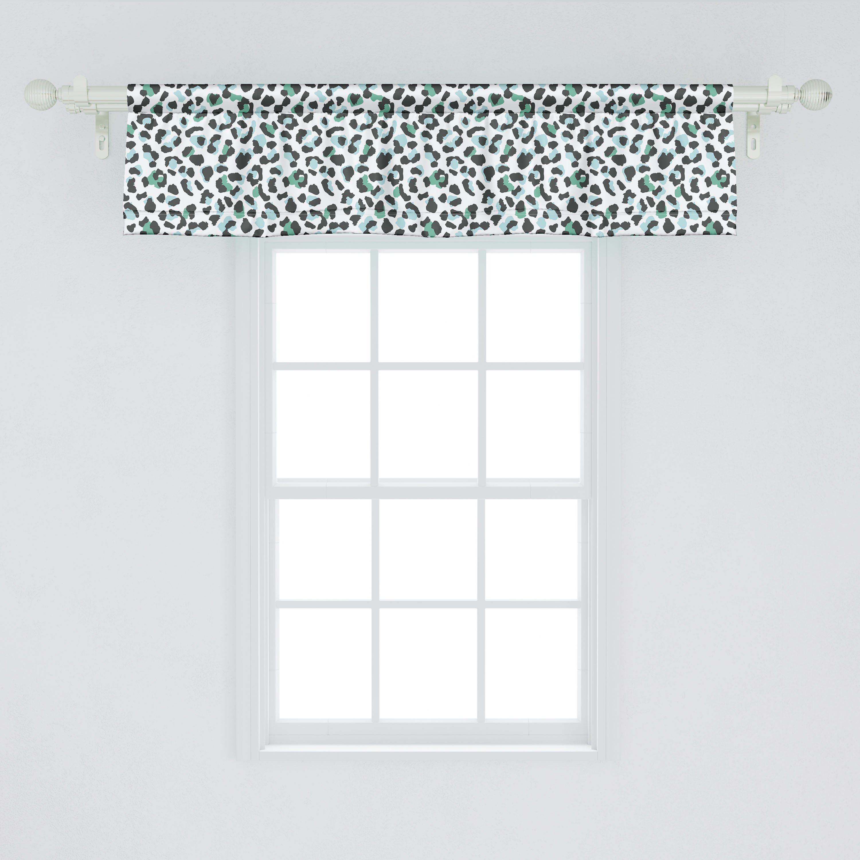 Scheibengardine Vorhang Stangentasche, mit Spots Microfaser, Volant für Tierhaut Schlafzimmer Print Dekor Leopard Küche Abakuhaus
