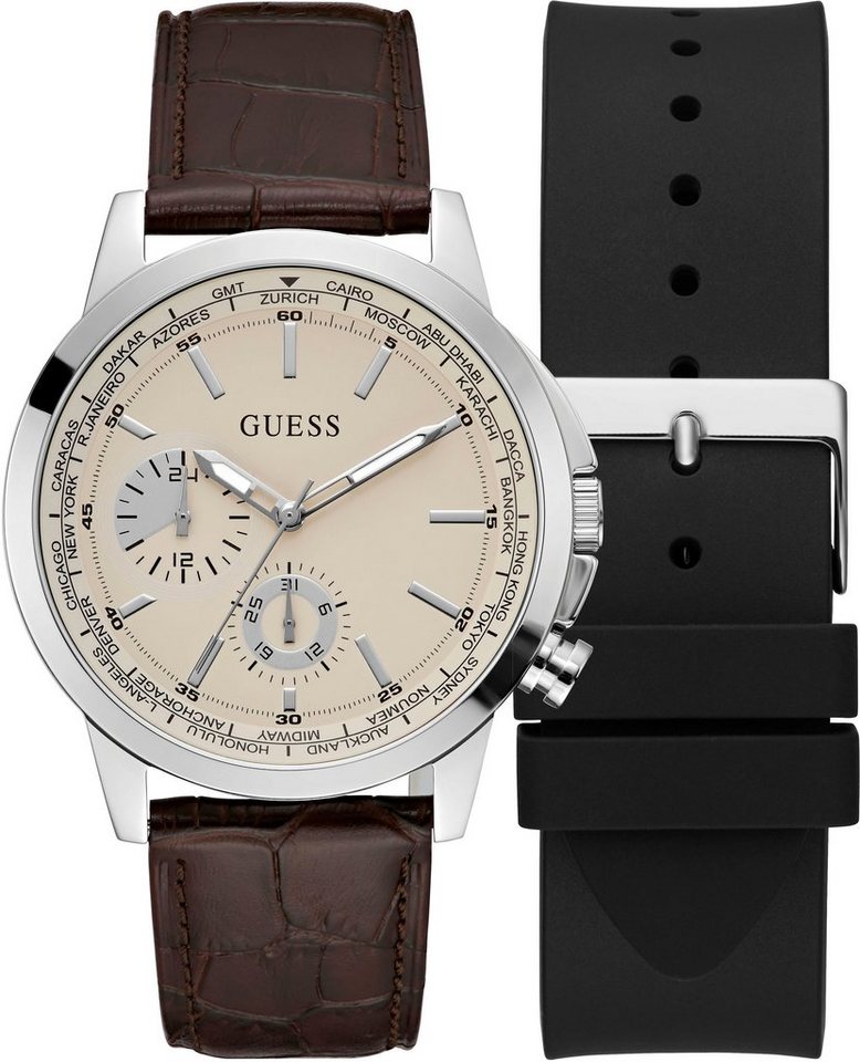 Guess Multifunktionsuhr SPEC, GW0664G1, (Set, 2-tlg., mit schwarzem  Silikonwechselband)