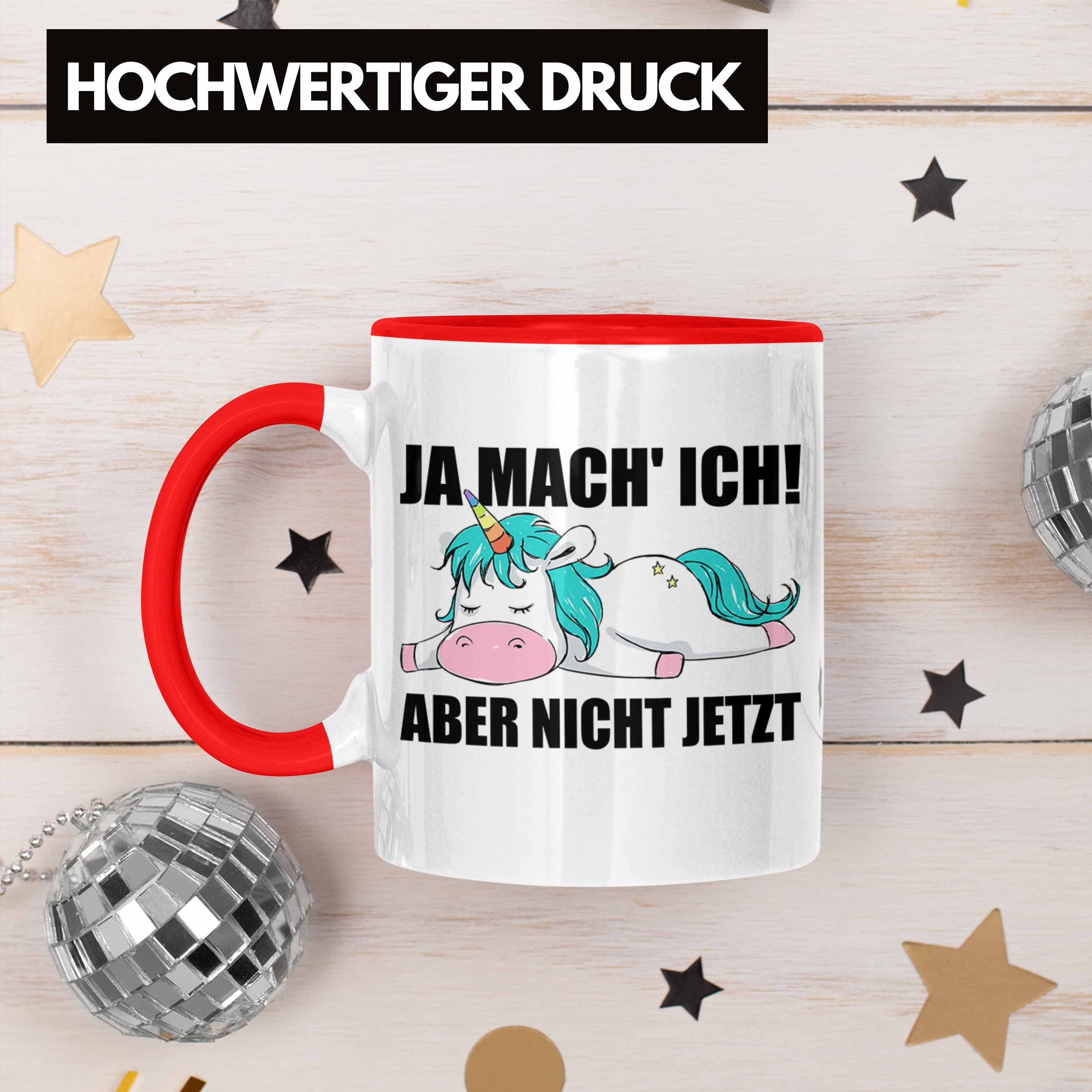 Geschenk Kollegin Tasse Einhorn Tasse Spruch Lustige Arbeitskollege Trendation - Mitarbeiter mit Trendation Rot