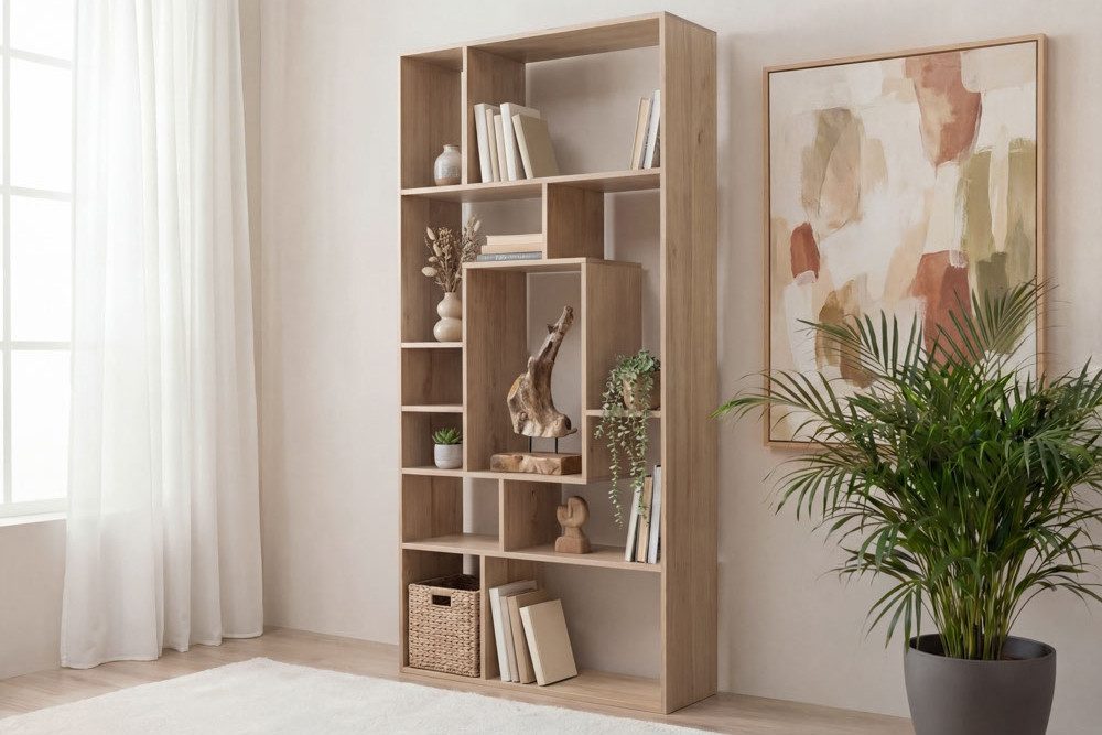 riess-ambiente Bücherregal CUBUS 180cm natur - Mangoholz, Handarbeit, cream finish, elf Fächer, Einzelartikel 1-tlg., Ablage mit Fachsystem - ideal für Wohn- und Schlafzimmer oder Flur