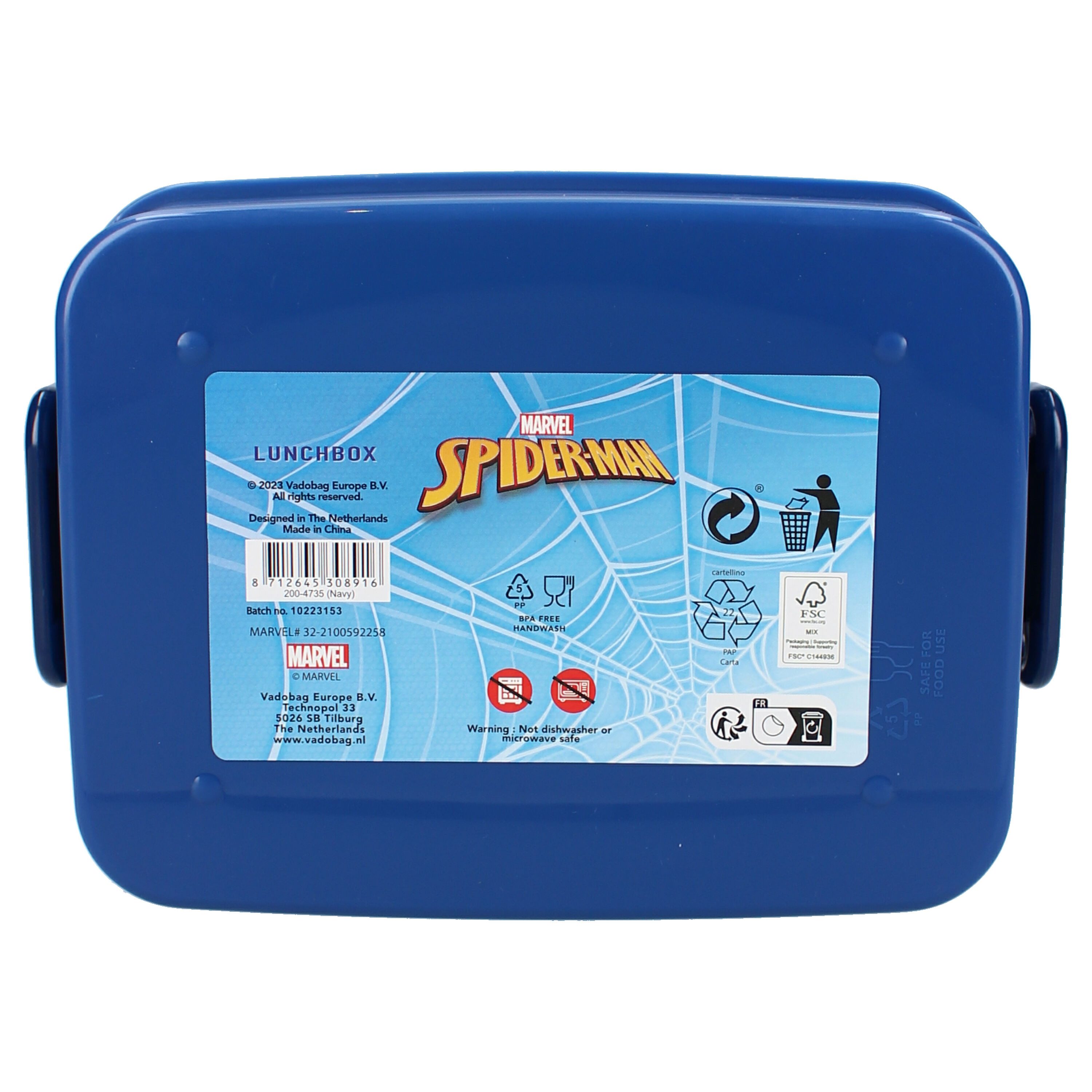 Spiderman Lunchbox Brotdose – Dunkelblaue mit großem Aufdruck & Schnappverschluss – Bild 3 von 5
