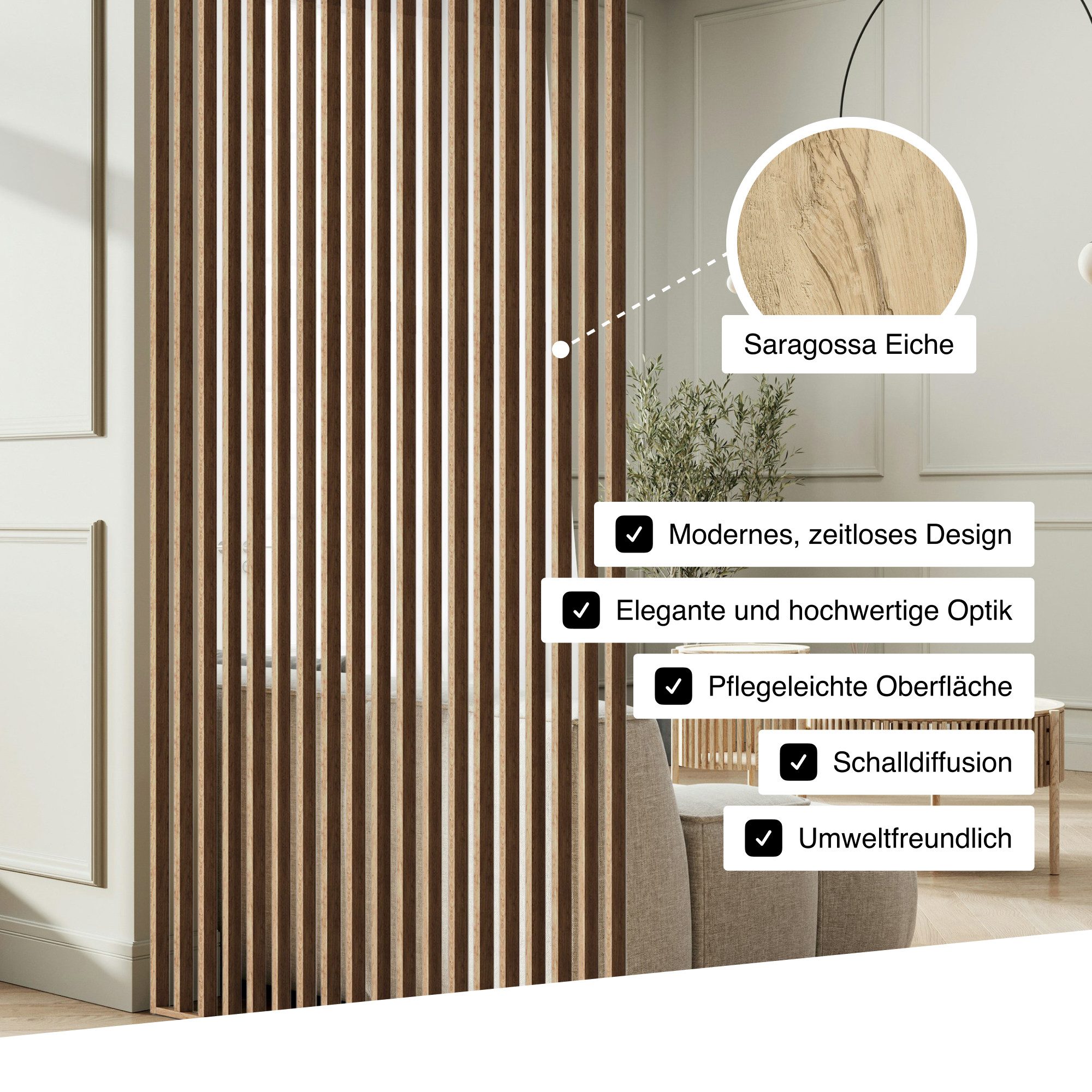 Hexim Raumteiler, Lamellenwand 275x58cm MDF Raumtrenner günstig online kaufen