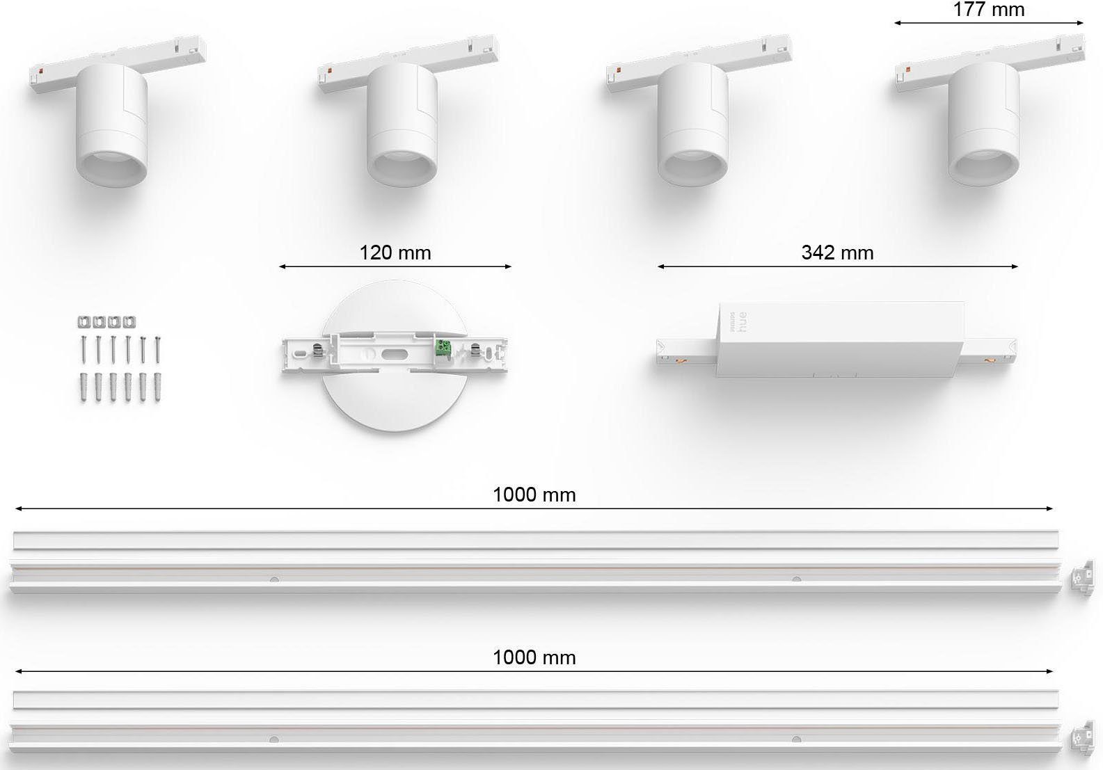 Philips Hue LED Deckenleuchte Perifo, fest Farbwechsler, Dimmer, Schienensystem integriert, LED