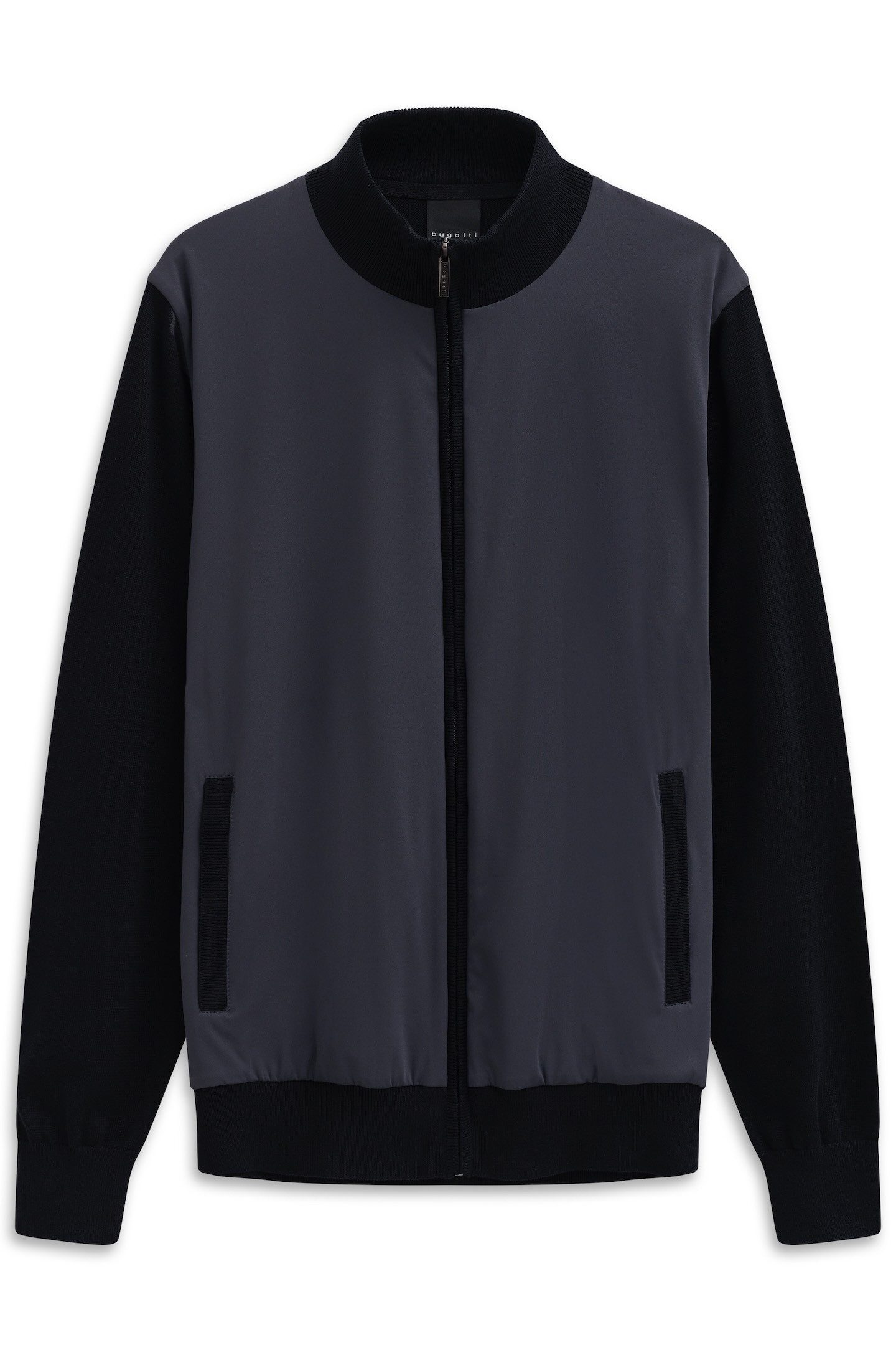 bugatti Strickjacke Regular Fit mit Stehkragen und Reißverschlusstaschen