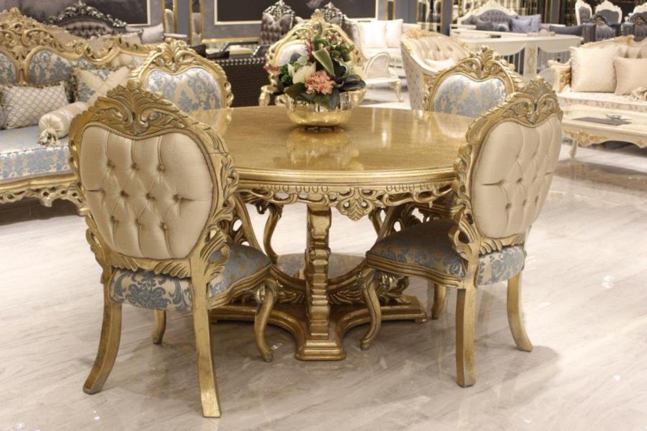 JVmoebel Esstisch Esstisch Rund Design Tisch klassische Esszimmer Tische  Möbel Gold (1-St., 1x nur Esstisch ohne Stühle), Made in Europa