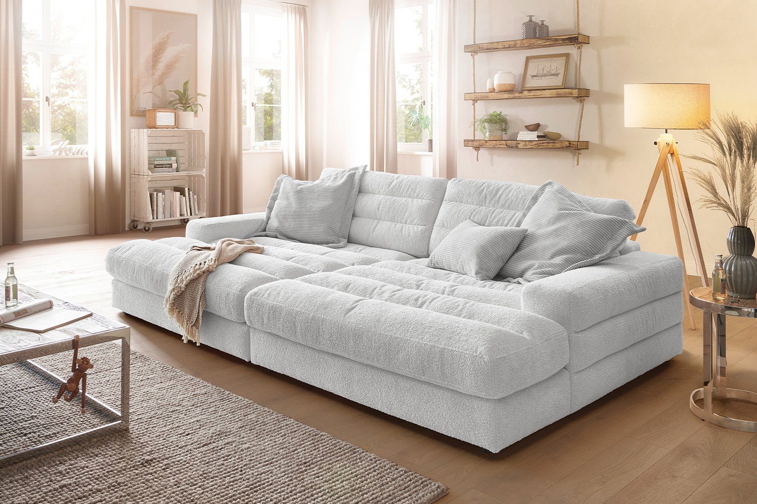 hellgrau Farben Big-Sofa Stoff KAWOLA LANA, verschiedene