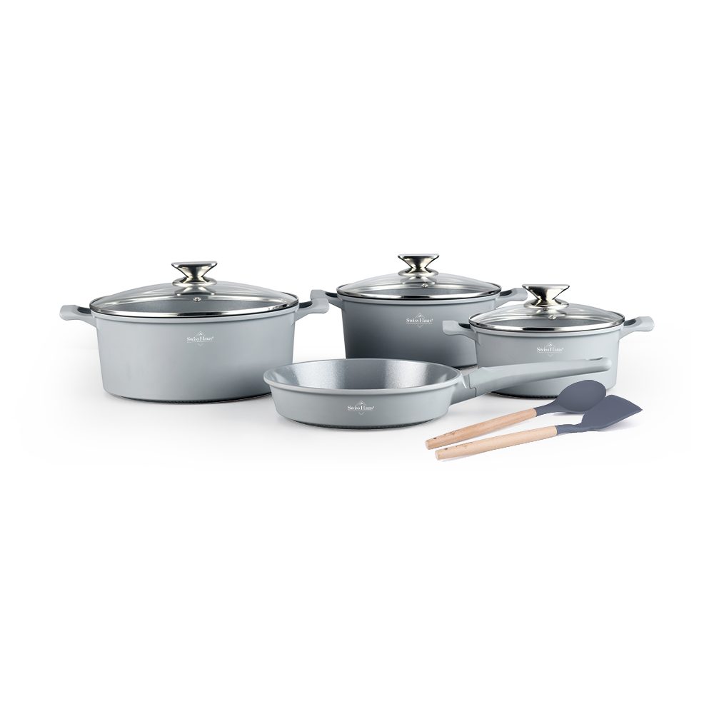 Swiss-Haus Topf-Set Swiss Haus® Kochgeschirr-Set – 9-teiliges Set Grau