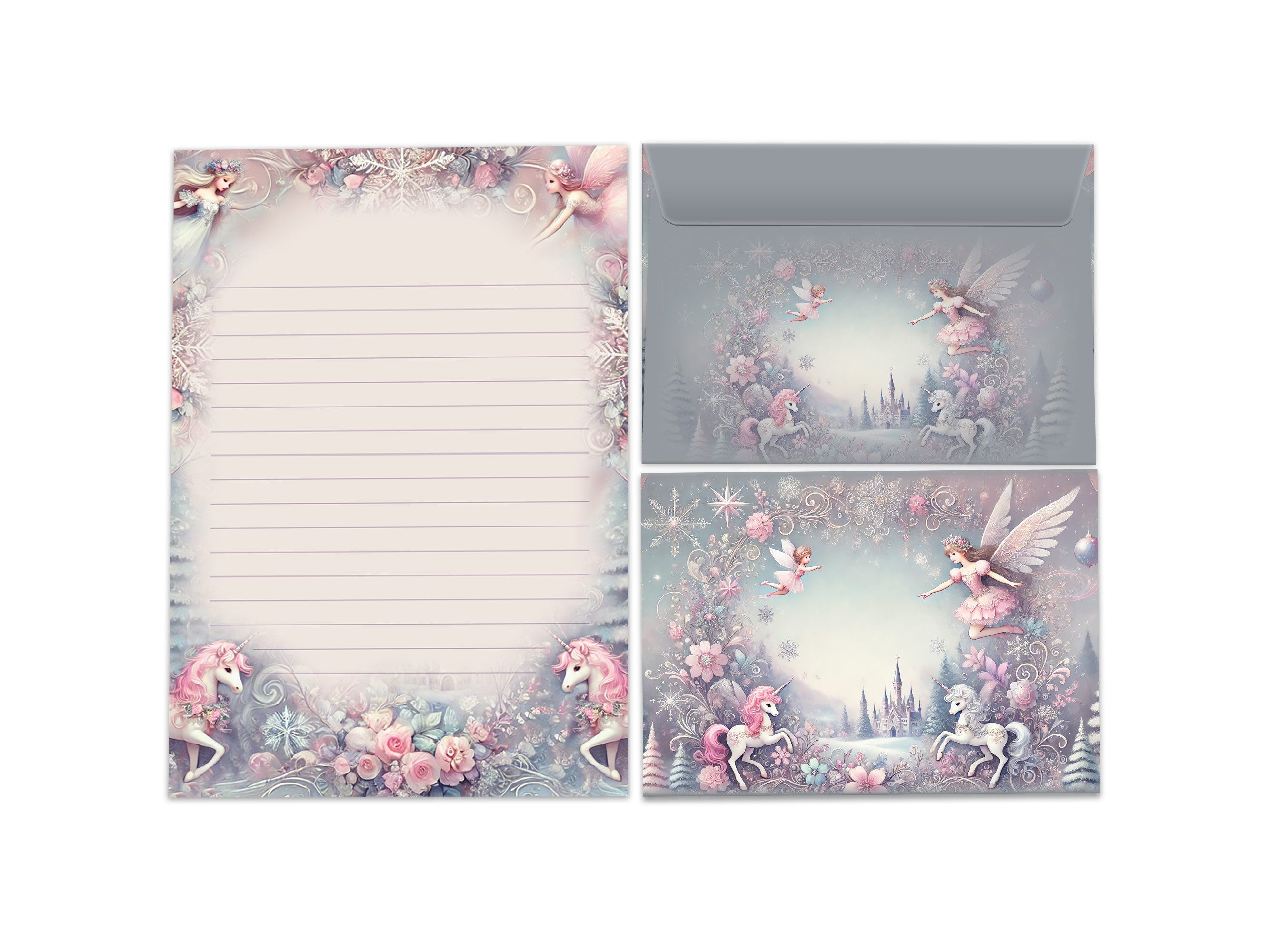 LIMONIA Briefpapier Set Kinder Briefblock A5 mit Umschlägen Notizblock Weihnachten, Weihnachtsbriefpapier, Weihnachtsgrüße, Geschenk Idee