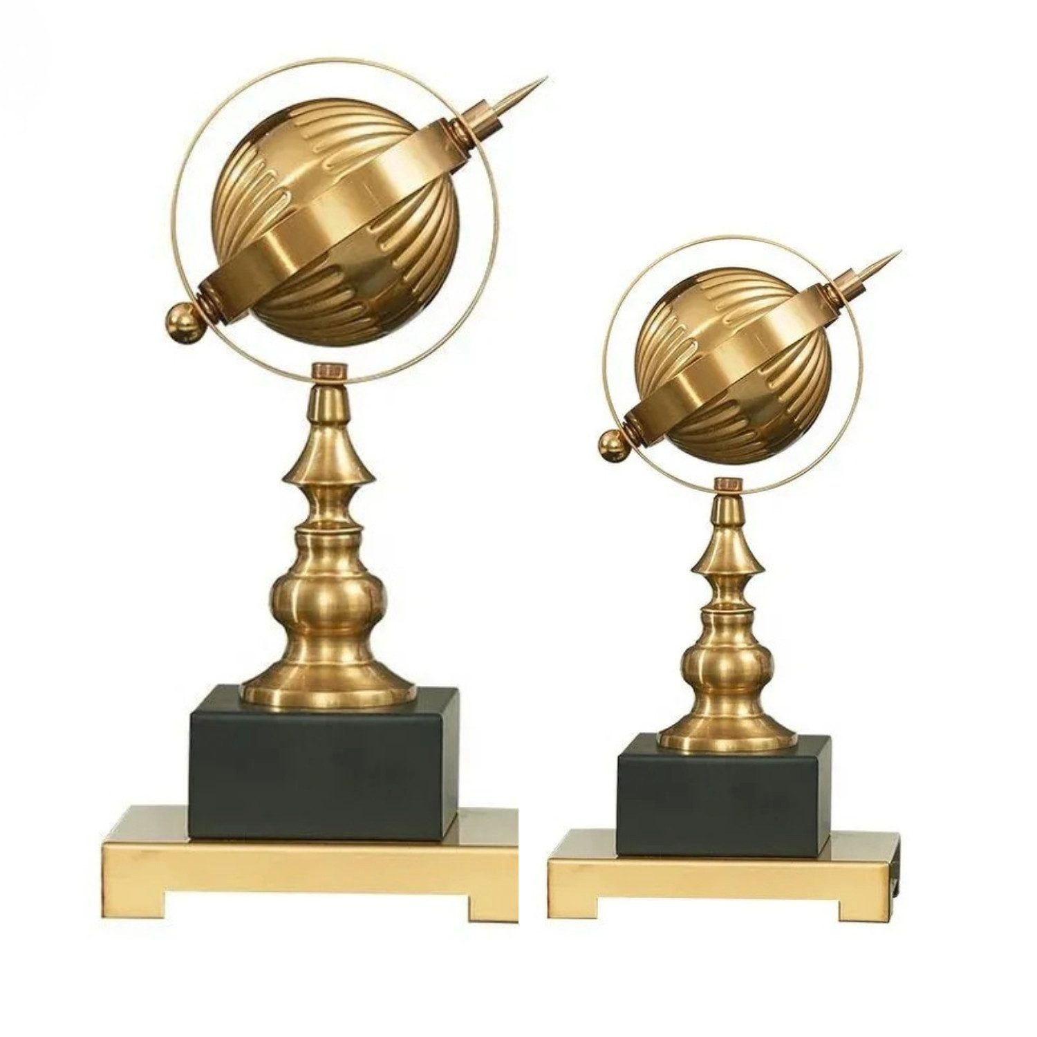 Quality Elegance Dekoobjekt Luxus Gold Globus Set Metall Dekofiguren Büro Wohnraum Design (2 St)
