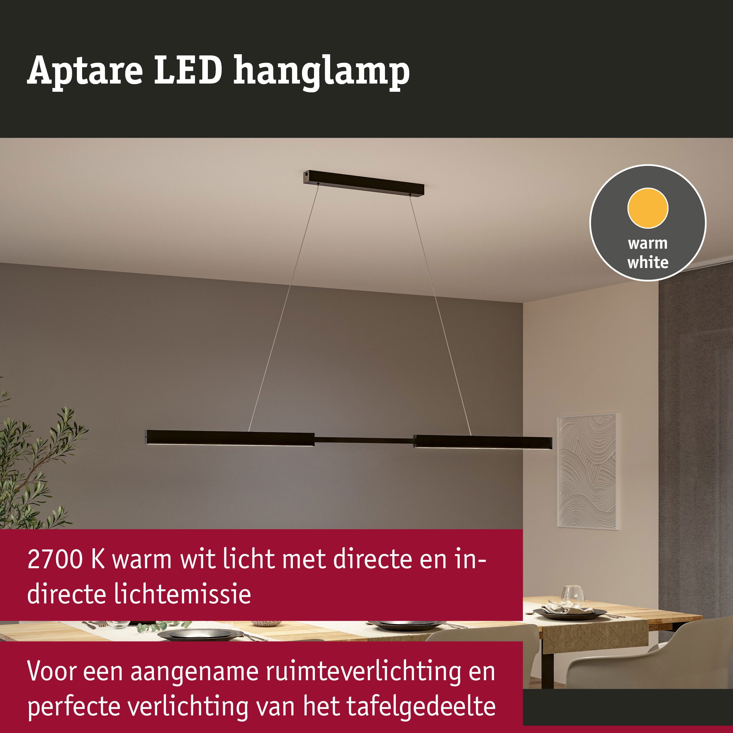 Paulmann LED Pendelleuchte LED Pendelleuchte Aptare dimmbar, LED fest integriert, Warmweiß, Memoryfunktion