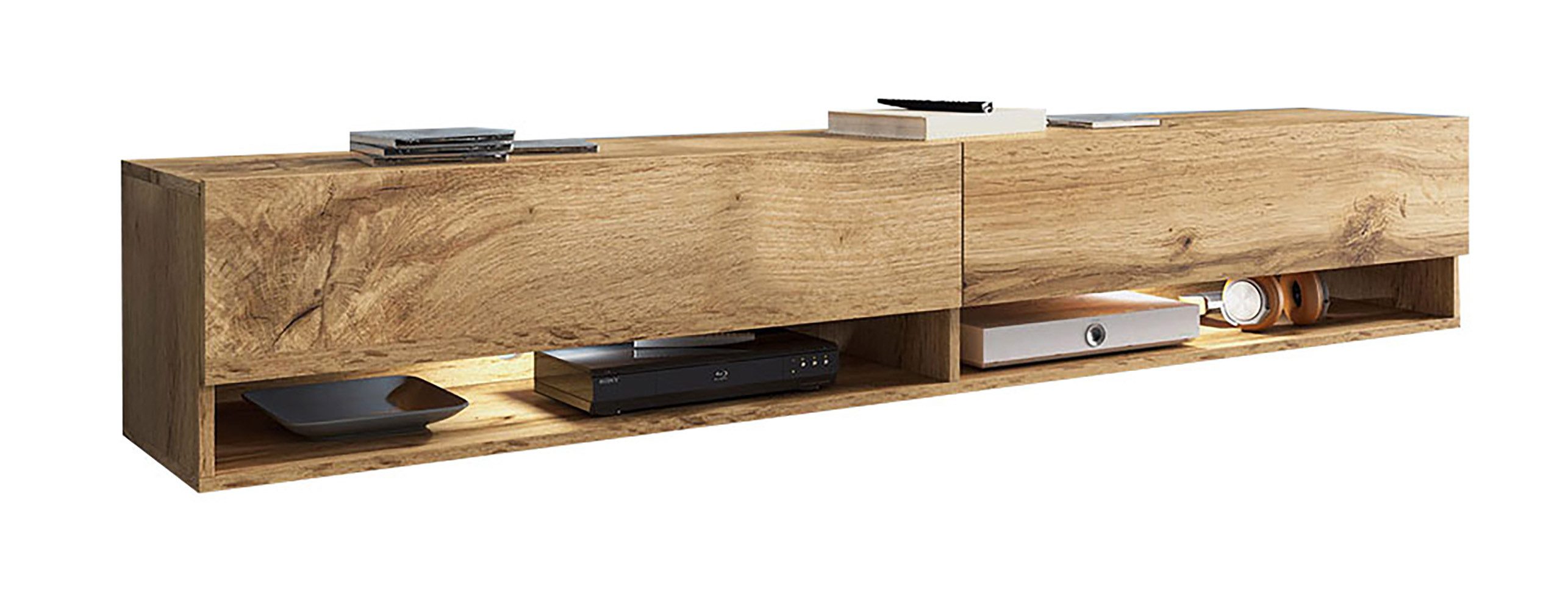 Feldmann-Wohnen Lowboard Lowboard A (Lowboard A, 1 St., Lowboard), 180x32x30cm grifflos Eiche Wotan