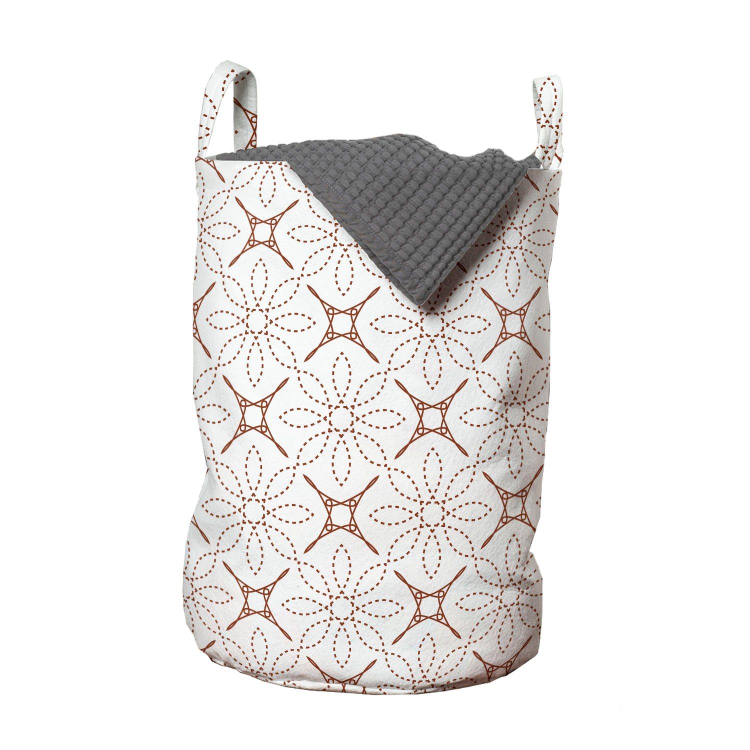 Abakuhaus Wäschesäckchen Wäschekorb mit Griffen Kordelzugverschluss für Waschsalons, Geometrisch Eine gestrichelte Linie Blumen Sterne