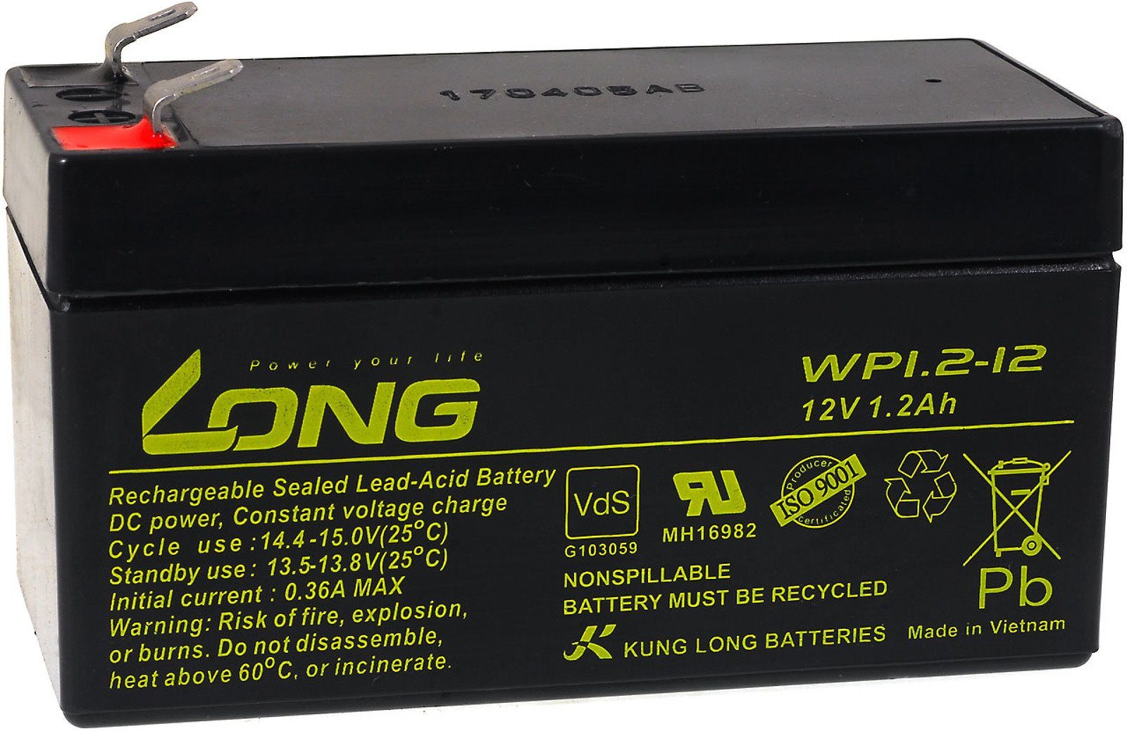 Powery Kung Long Bleiakku WP1.2-12 VdS Bleiakkus 1200 mAh (12 V)