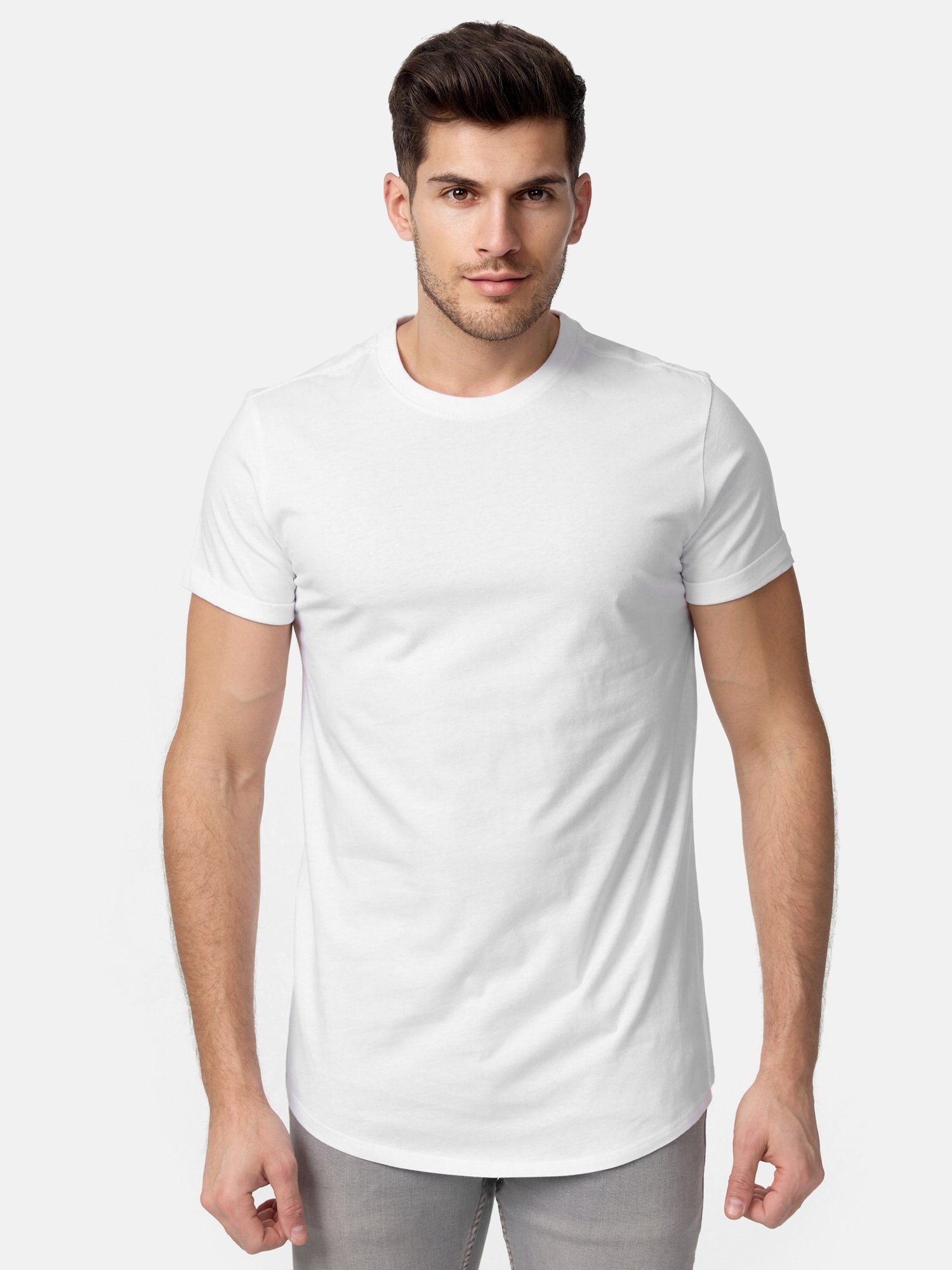 Tazzio T-Shirt E105 Herren Basic Rundhalsshirt weiß