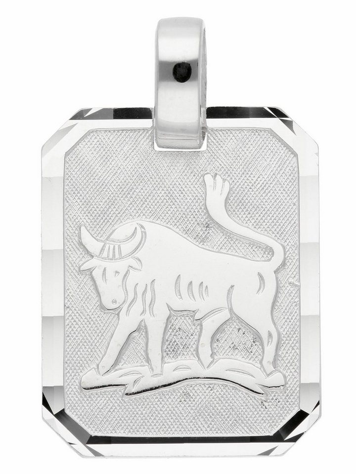 Adelia´s Kettenanhänger 925 Silber Sternzeichen Anhänger Stier,  Silberschmuck für Damen & Herren, Maße - Breite 15,6 mm - Höhe 19,3 mm
