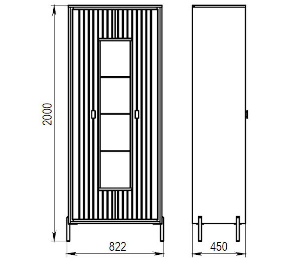 Feldmann-Wohnen Stauraumschrank Luxor Hochglanz 82x45x200cm Gold polarweiß