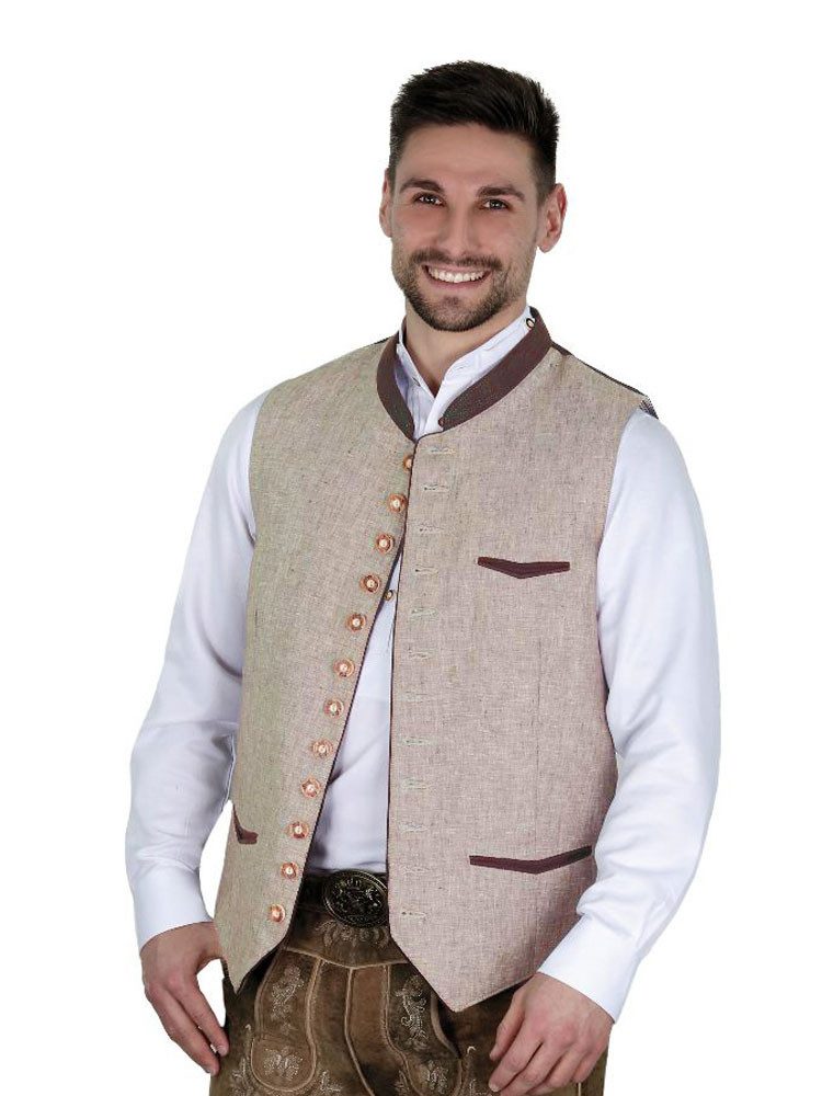 FUCHS Trachtenweste Trachten Weste Herren Mane beige (1-tlg)