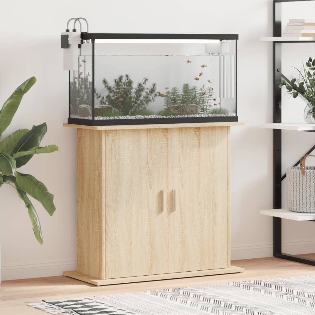 furnicato Aquariumunterschrank Aquariumständer 81 x 36 x 73 cm Sonoma-Eiche Aquarienschrank mit 4 Fächern und viel Stauraum für dein Zubehör
